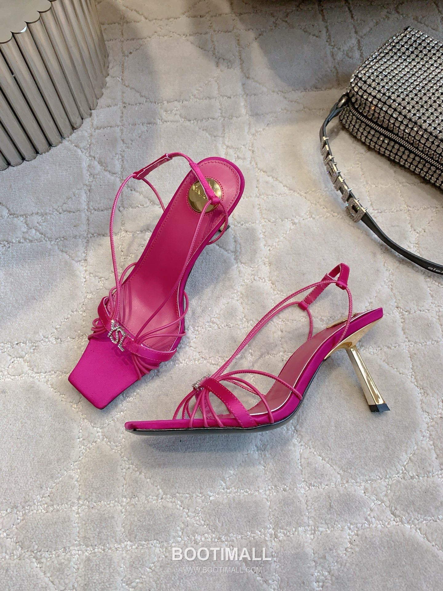 Saint Laurent Crystal Buckle High-Heel Lambskin Black Sandals 생로랑 크리스탈 버클 하이힐 램스킨 블랙 샌들 3