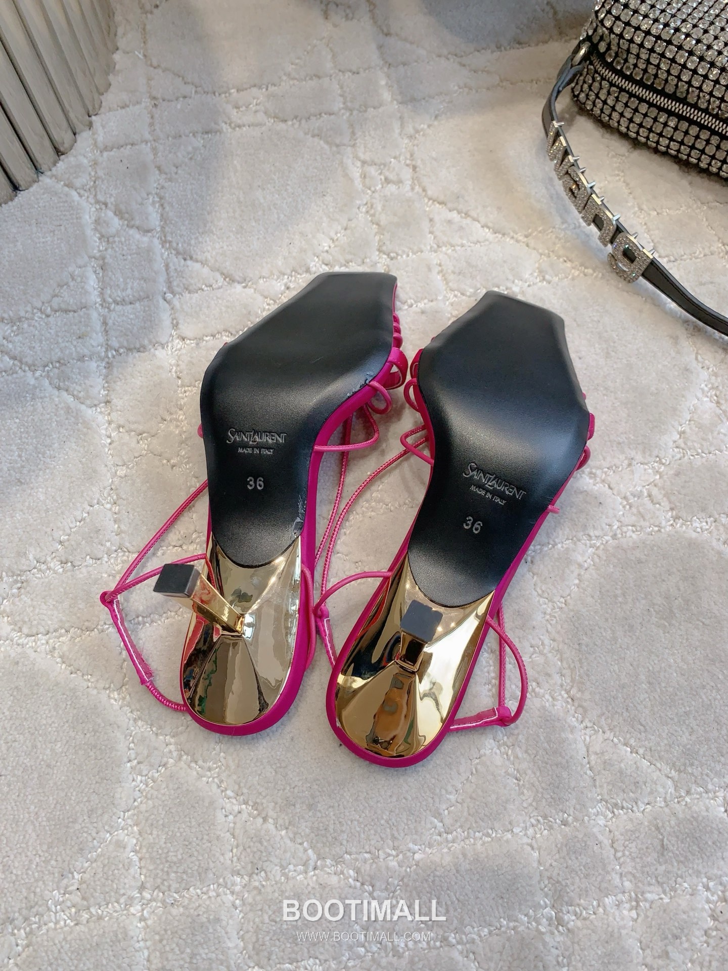 Saint Laurent Crystal Buckle High-Heel Lambskin Black Sandals 생로랑 크리스탈 버클 하이힐 램스킨 블랙 샌들 5