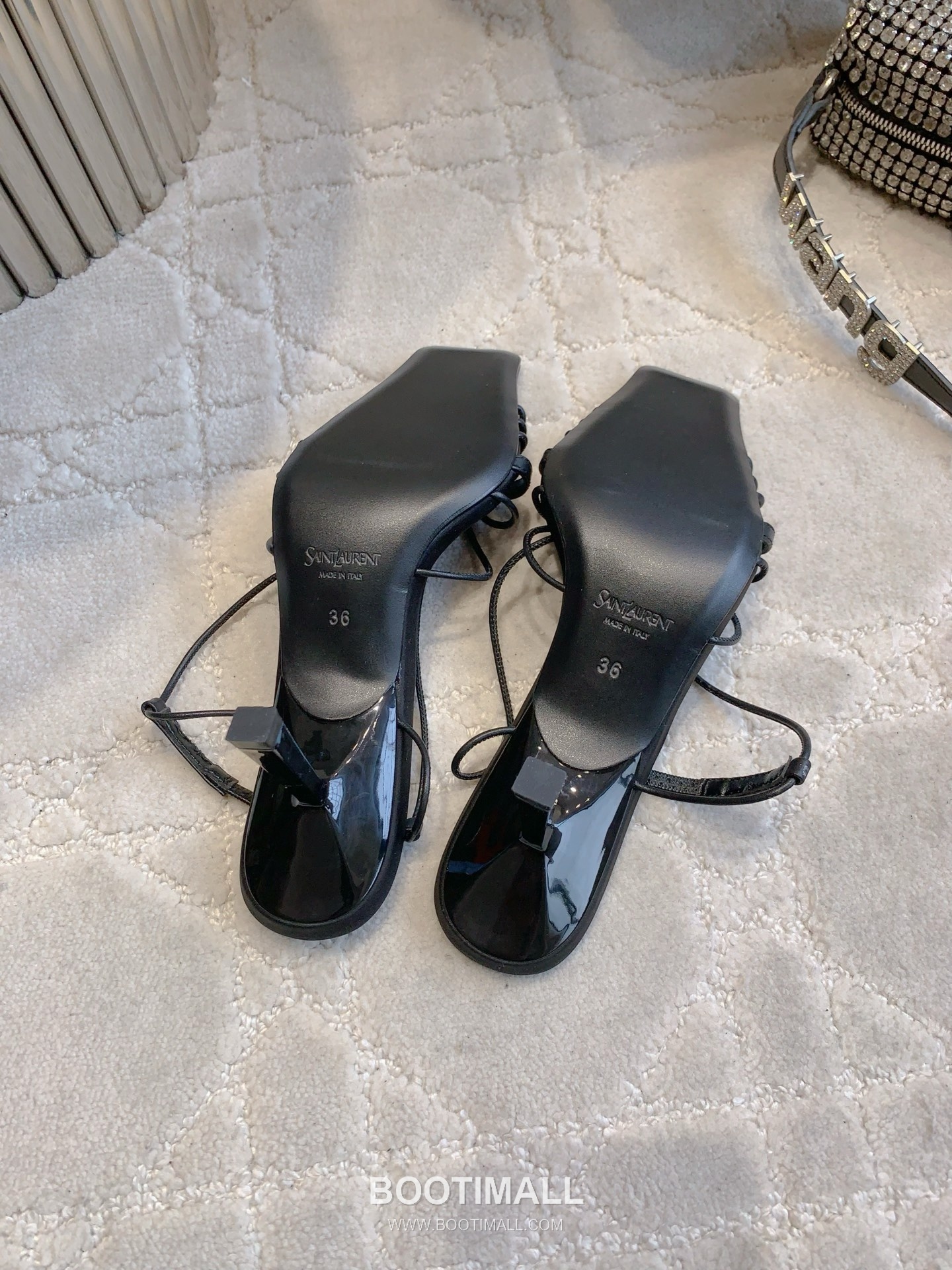 Saint Laurent Crystal Buckle High-Heel Lambskin Black Sandals 생로랑 크리스탈 버클 하이힐 램스킨 블랙 샌들 5