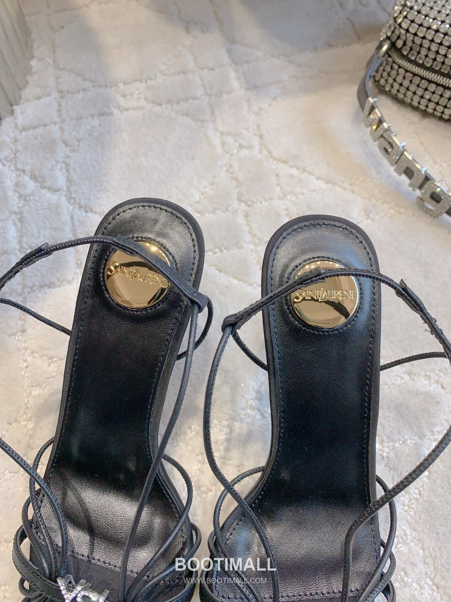 Saint Laurent Crystal Buckle High-Heel Lambskin Black Sandals 생로랑 크리스탈 버클 하이힐 램스킨 블랙 샌들 7