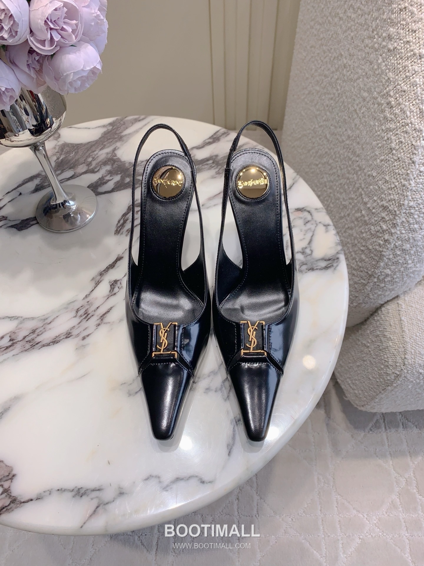 Saint Laurent Logo Slingback Square-Toe Pump Calfskin 생로랑 로고 슬링백 스퀘어토 펌프스 카프스킨 1