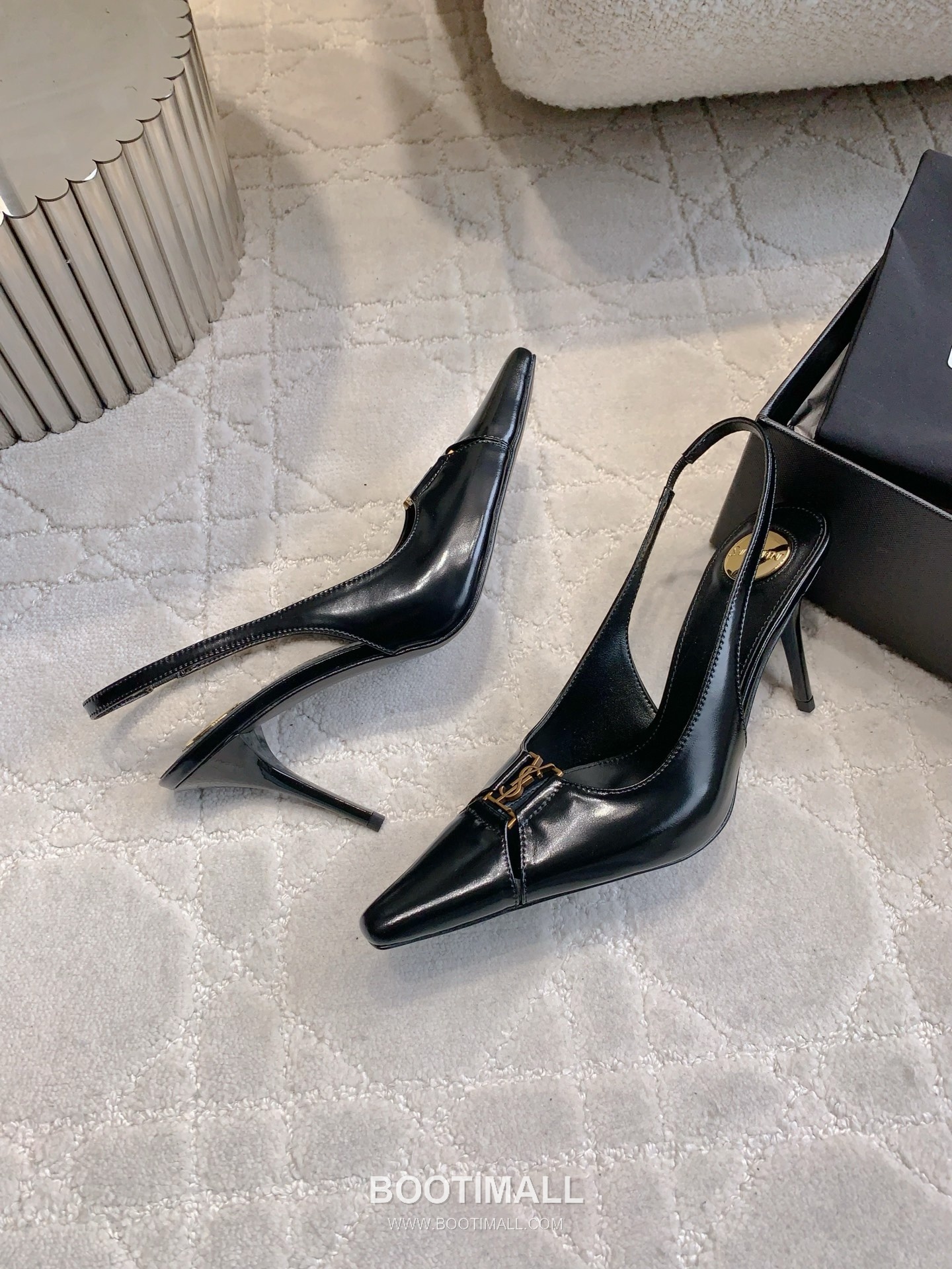 Saint Laurent Logo Slingback Square-Toe Pump Calfskin 생로랑 로고 슬링백 스퀘어토 펌프스 카프스킨 3