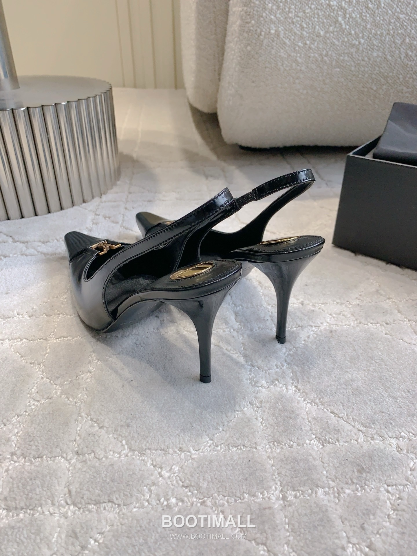 Saint Laurent Logo Slingback Square-Toe Pump Calfskin 생로랑 로고 슬링백 스퀘어토 펌프스 카프스킨 4