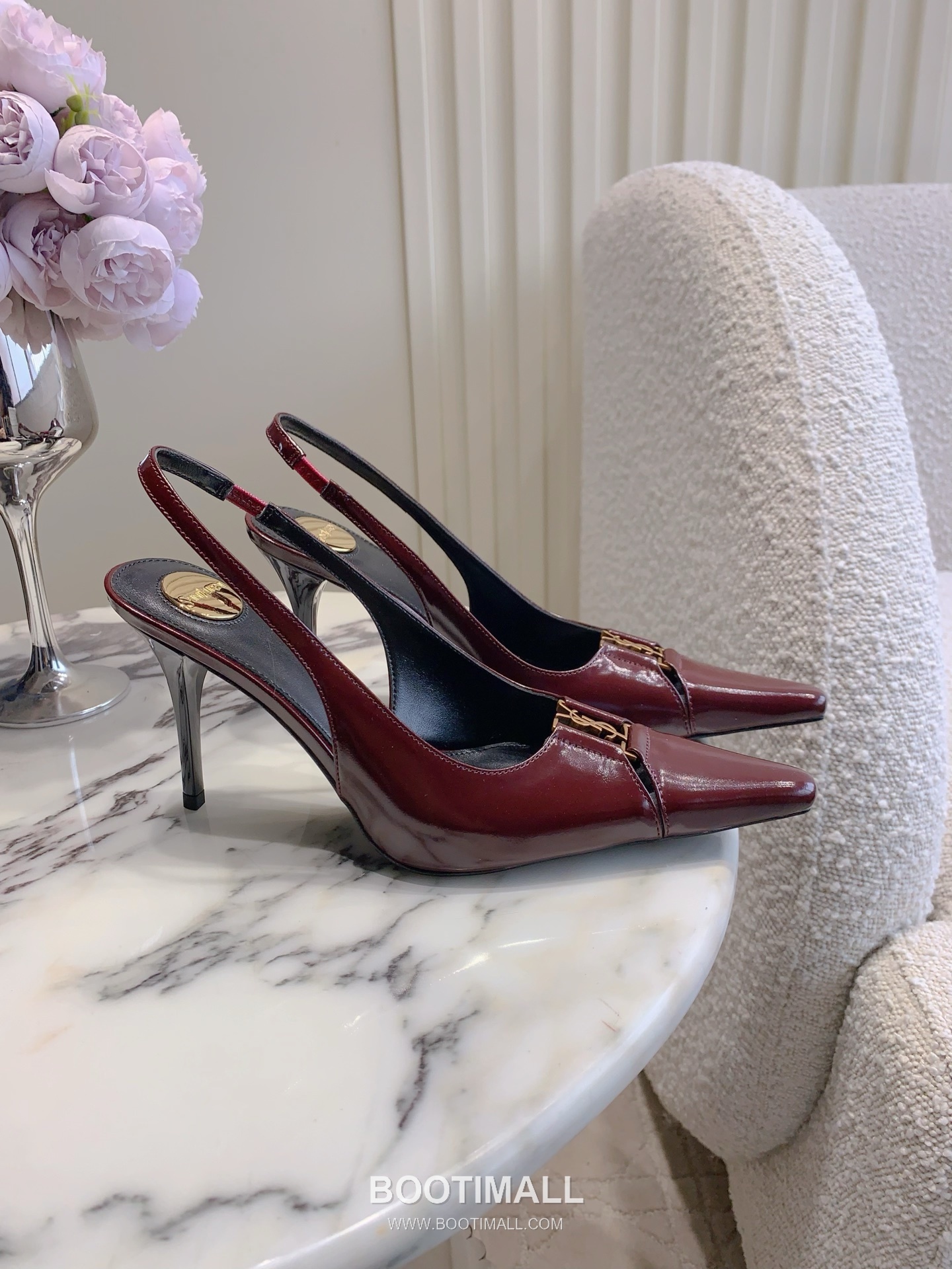 Saint Laurent Logo Slingback Square-Toe Pump Calfskin 생로랑 로고 슬링백 스퀘어토 펌프스 카프스킨 2