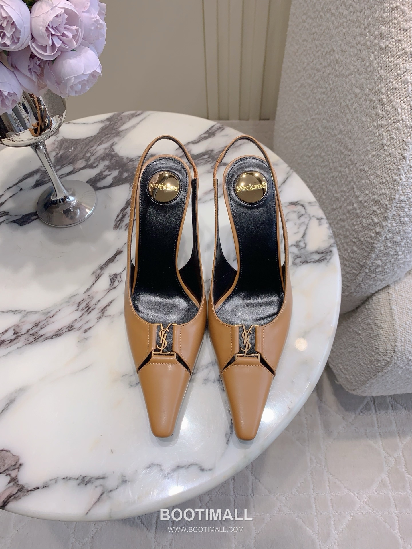 Saint Laurent Logo Slingback Square-Toe Pump Calfskin 생로랑 로고 슬링백 스퀘어토 펌프스 카프스킨 1