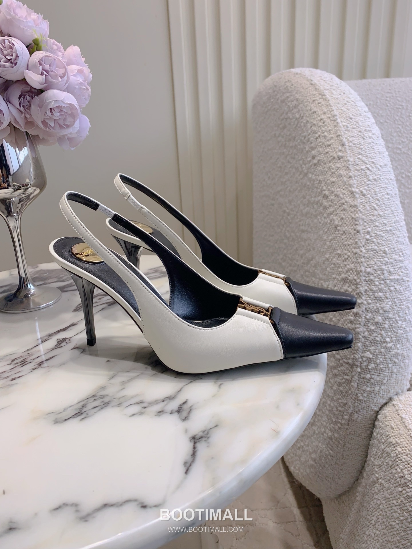 Saint Laurent Logo Slingback Square-Toe Pump Calfskin 생로랑 로고 슬링백 스퀘어토 펌프스 카프스킨 2