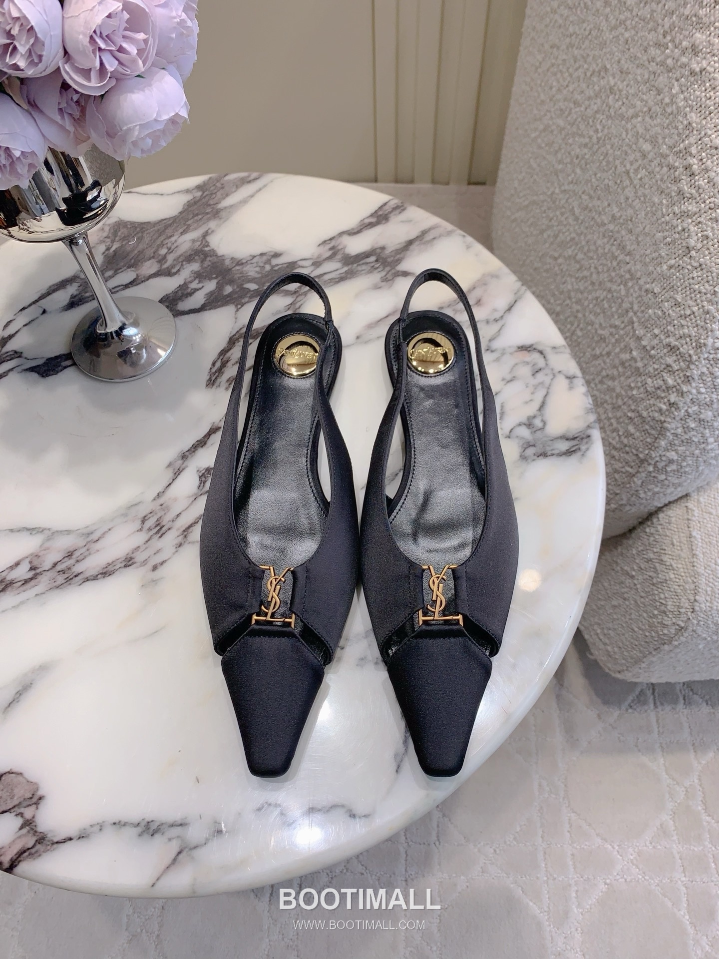 Saint Laurent Logo Slingback Pump Calfskin Black 생로랑 로고 슬링백 펌프스 송아지가죽 블랙 1