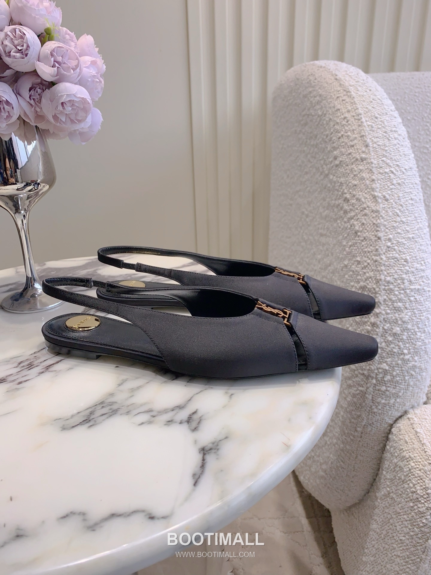 Saint Laurent Logo Slingback Pump Calfskin Black 생로랑 로고 슬링백 펌프스 송아지가죽 블랙 2