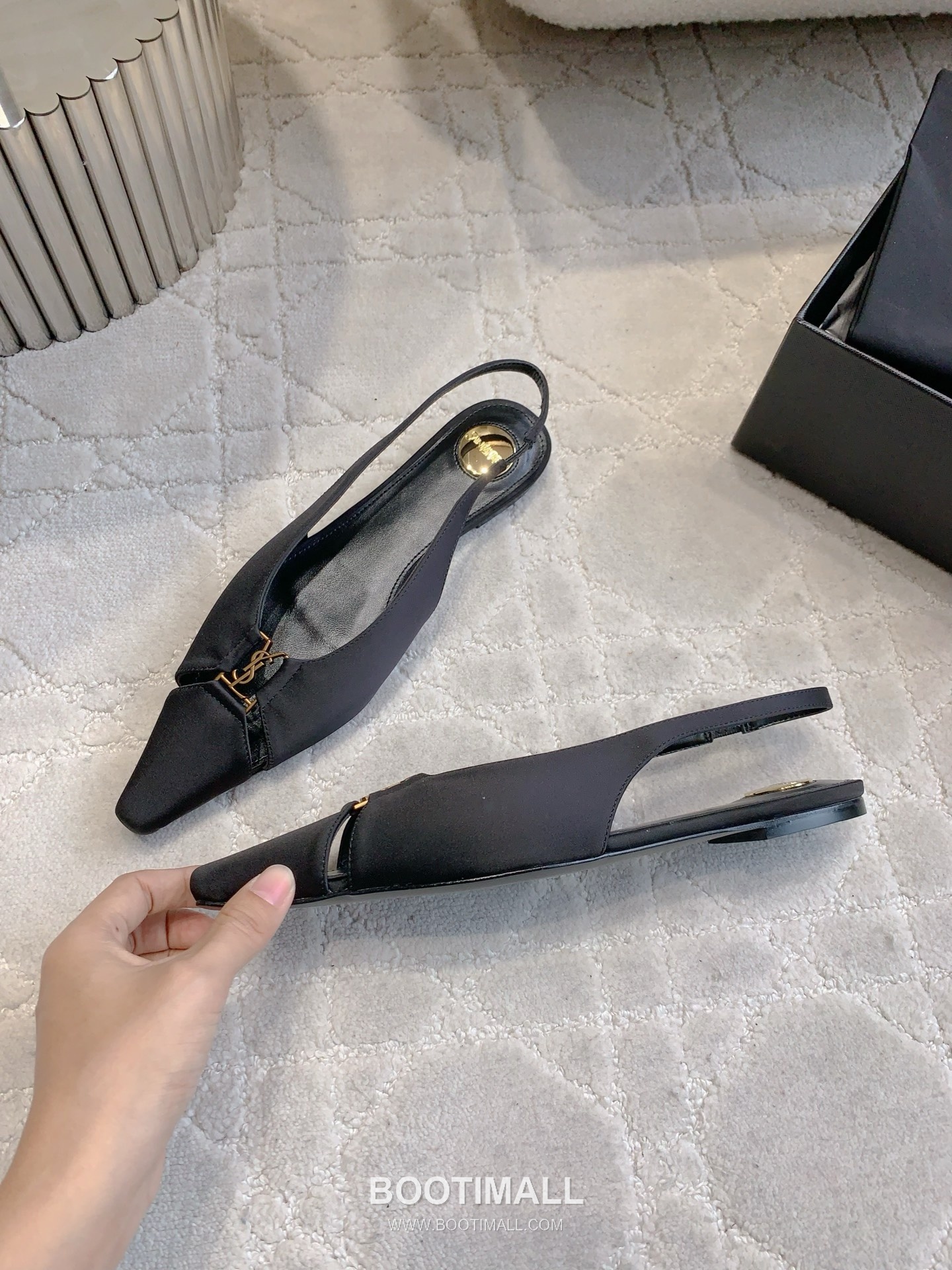 Saint Laurent Logo Slingback Pump Calfskin Black 생로랑 로고 슬링백 펌프스 송아지가죽 블랙 3