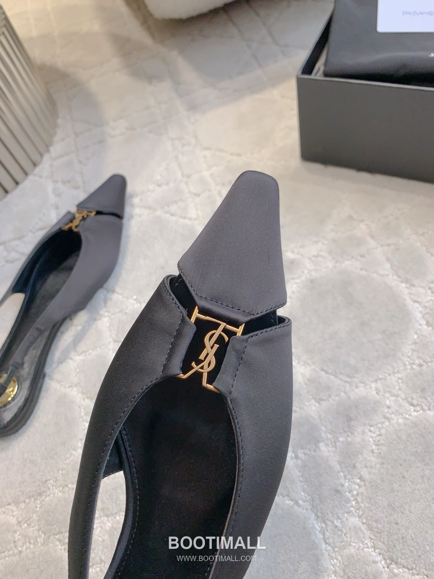 Saint Laurent Logo Slingback Pump Calfskin Black 생로랑 로고 슬링백 펌프스 송아지가죽 블랙 6