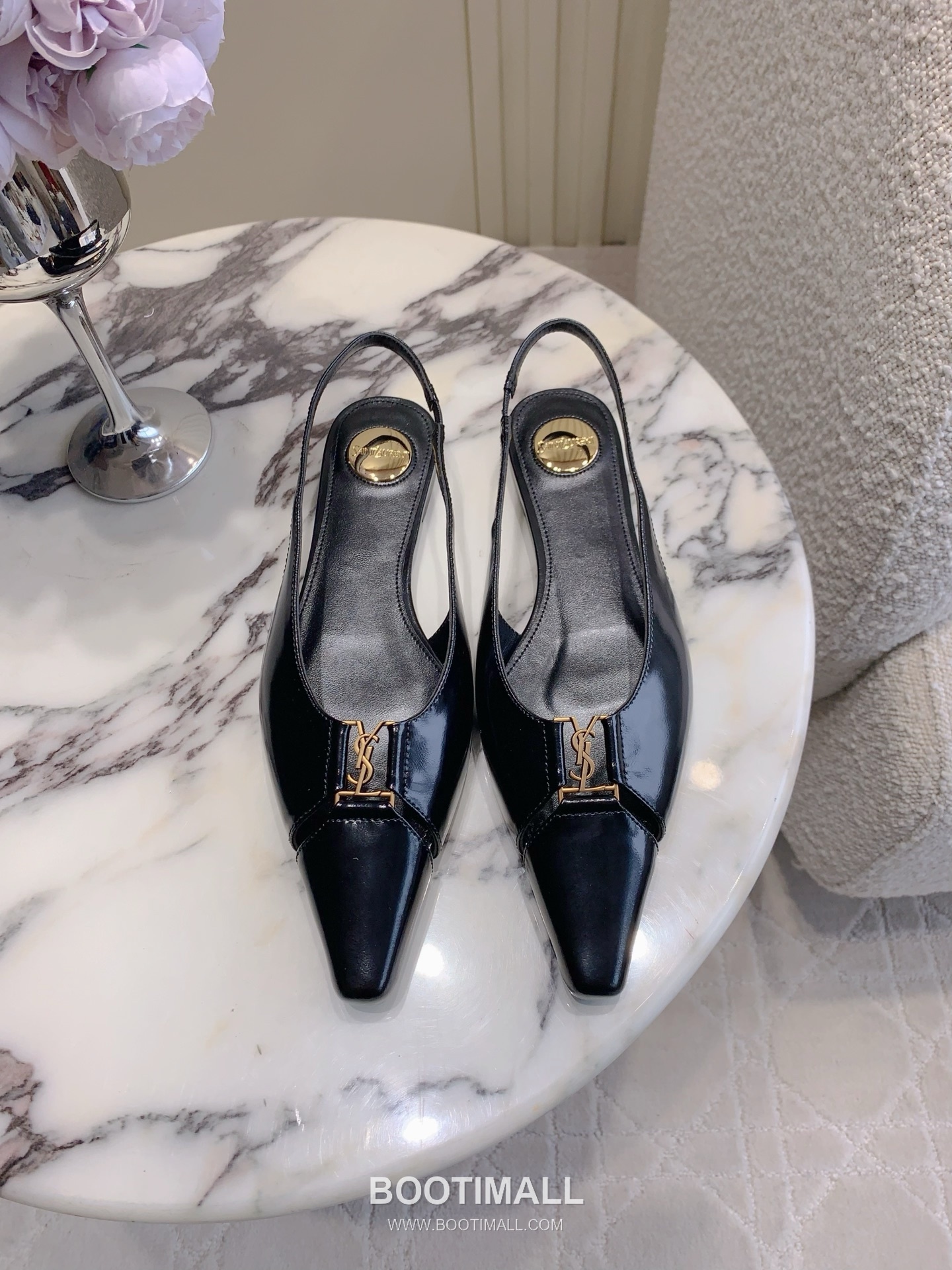 Saint Laurent Logo Slingback Pump Calfskin Black 생로랑 로고 슬링백 펌프스 송아지가죽 블랙 1