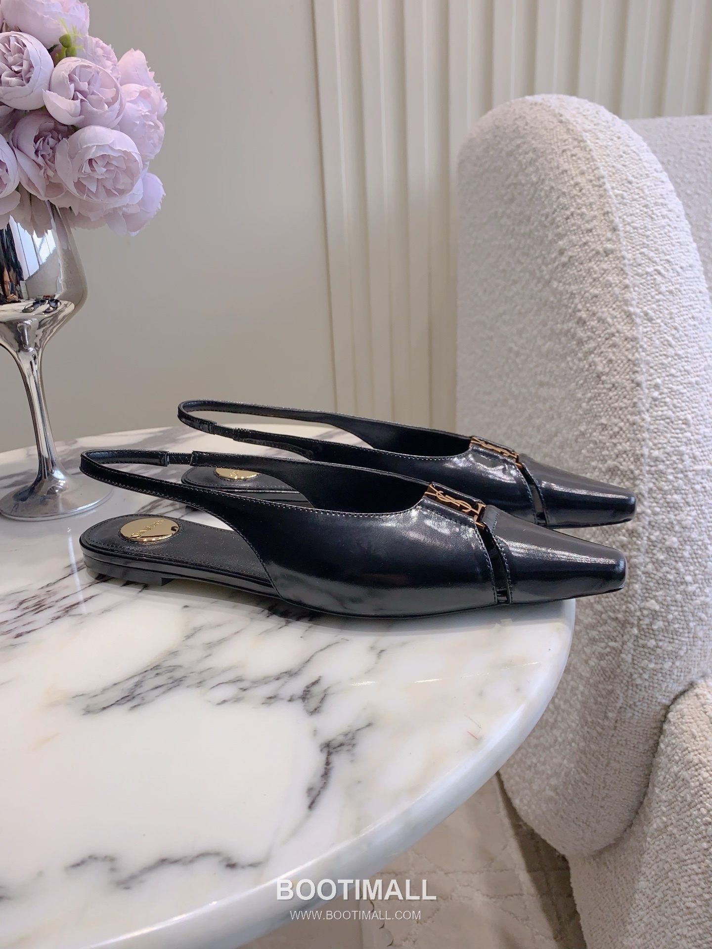 Saint Laurent Logo Slingback Pump Calfskin Black 생로랑 로고 슬링백 펌프스 송아지가죽 블랙 2