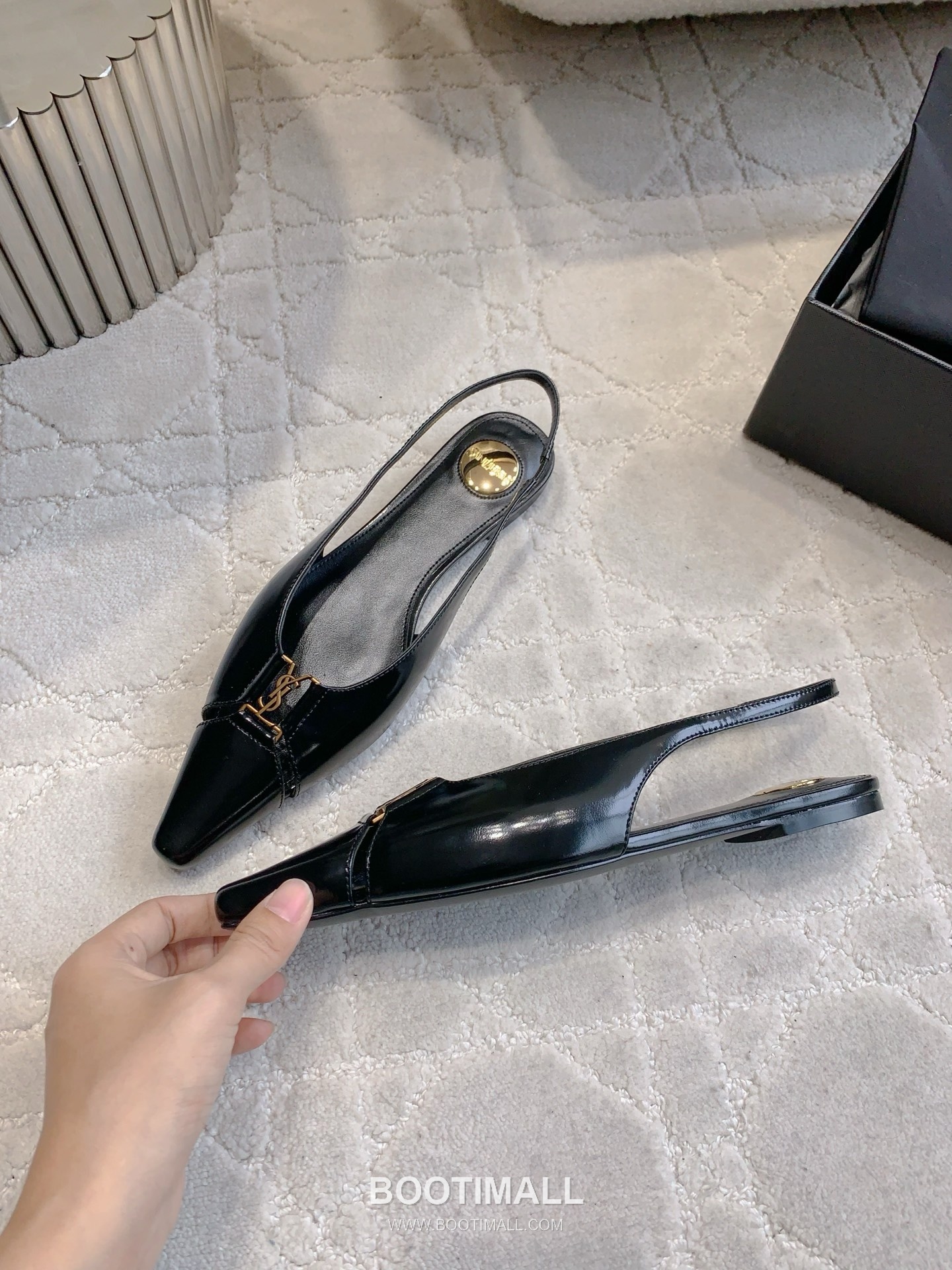 Saint Laurent Logo Slingback Pump Calfskin Black 생로랑 로고 슬링백 펌프스 송아지가죽 블랙 3