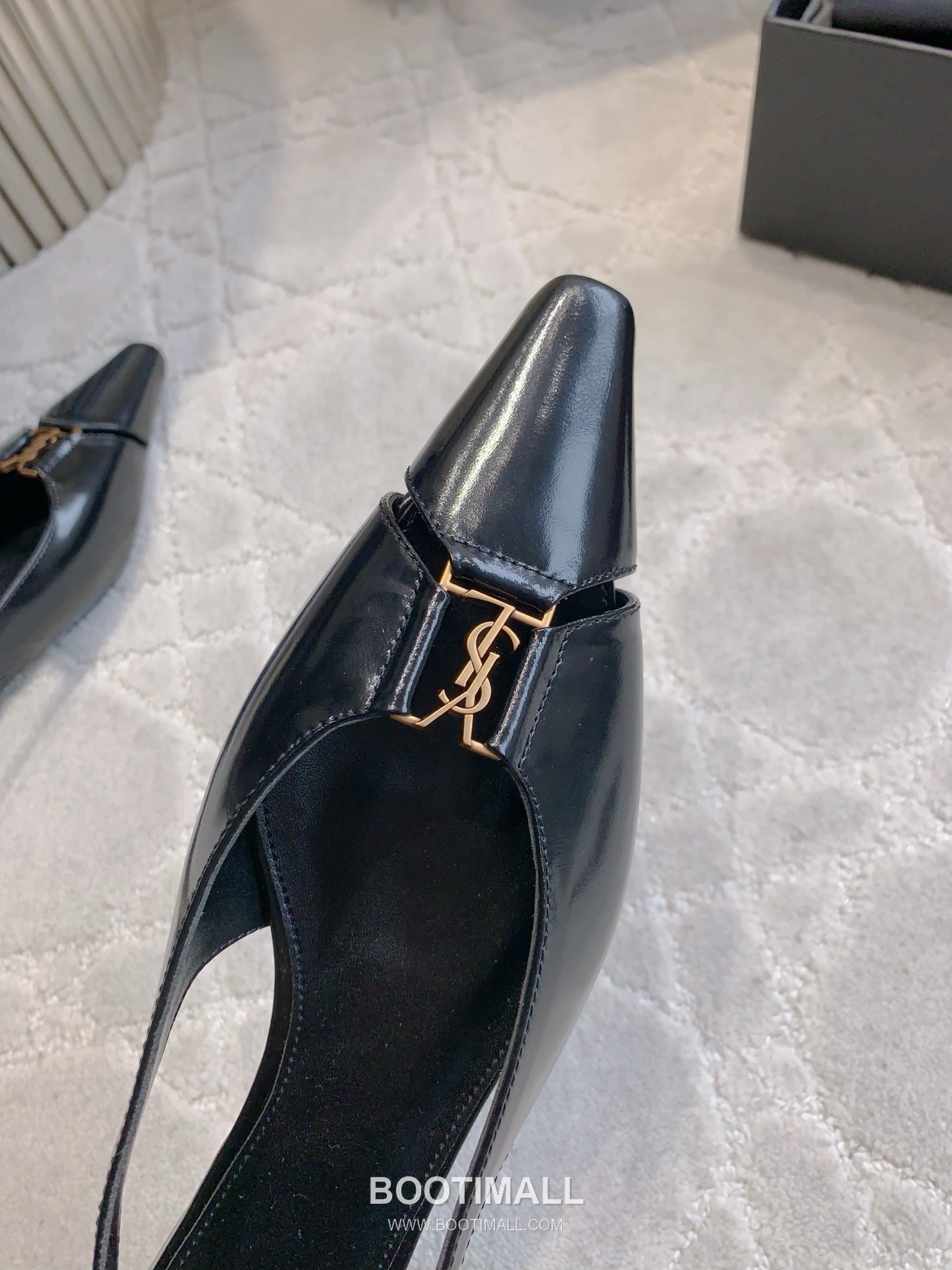 Saint Laurent Logo Slingback Pump Calfskin Black 생로랑 로고 슬링백 펌프스 송아지가죽 블랙 6