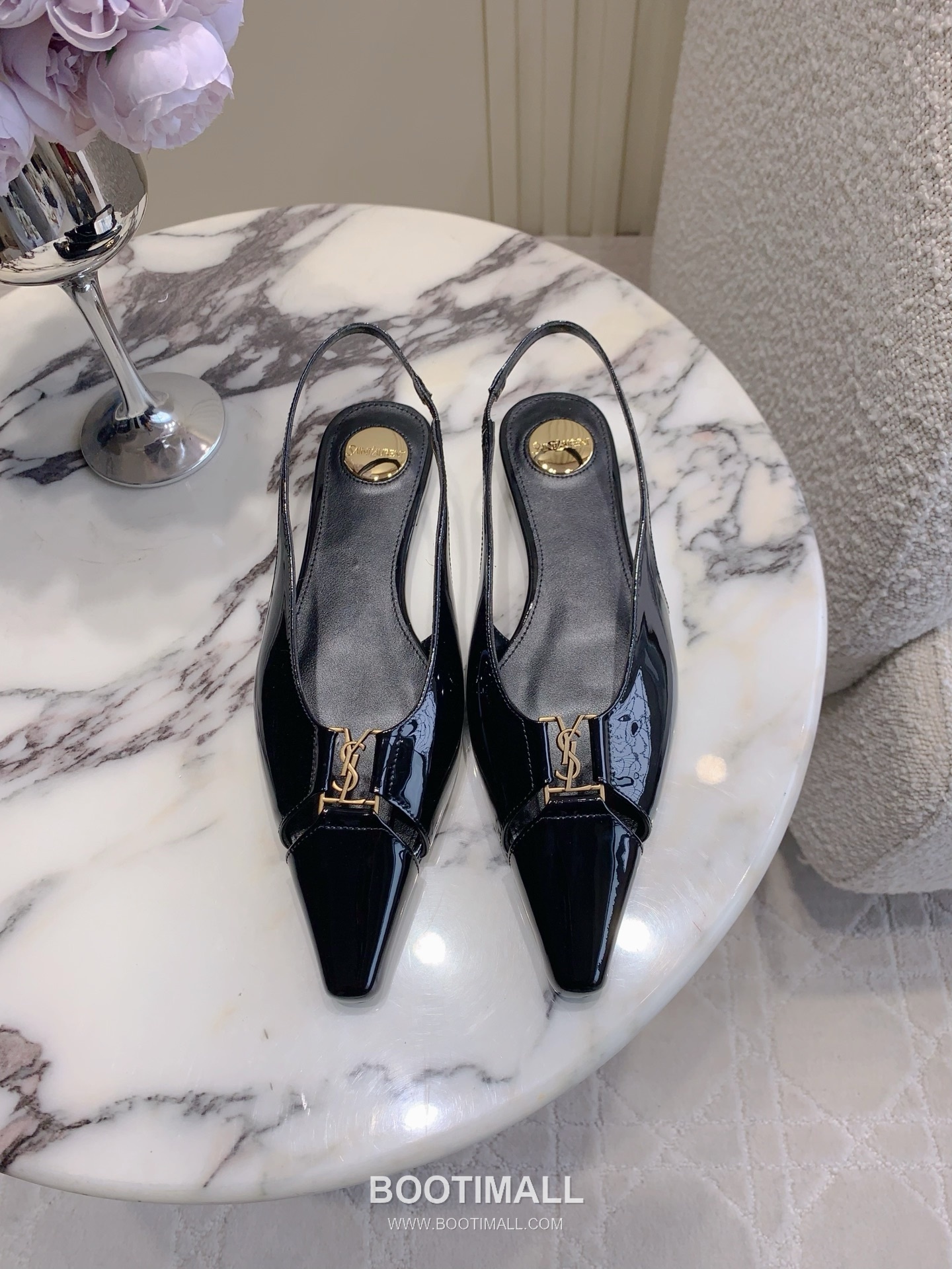 Saint Laurent Logo Slingback Pump Calfskin Black 생로랑 로고 슬링백 펌프스 송아지가죽 블랙 1