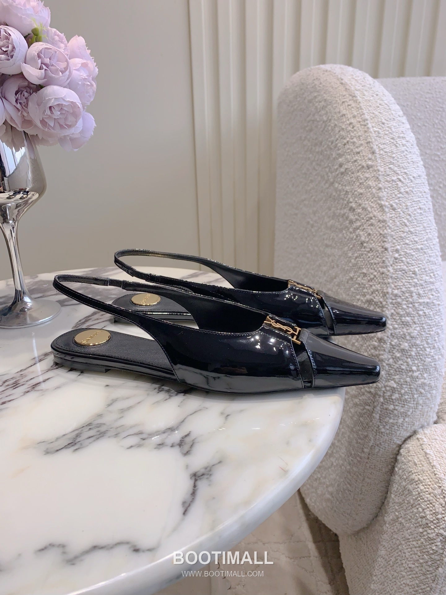 Saint Laurent Logo Slingback Pump Calfskin Black 생로랑 로고 슬링백 펌프스 송아지가죽 블랙 2