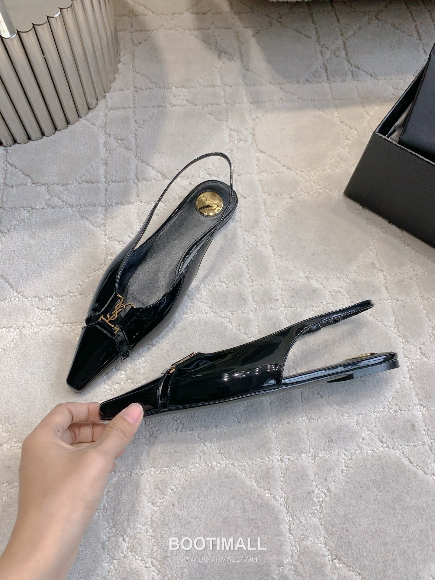 Saint Laurent Logo Slingback Pump Calfskin Black 생로랑 로고 슬링백 펌프스 송아지가죽 블랙 3