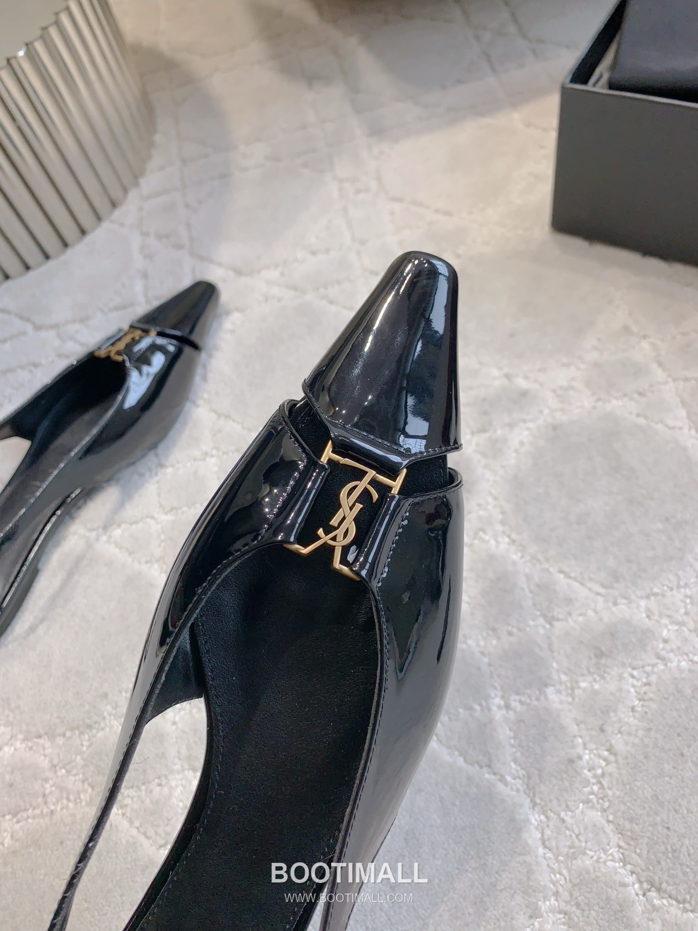 Saint Laurent Logo Slingback Pump Calfskin Black 생로랑 로고 슬링백 펌프스 송아지가죽 블랙 6