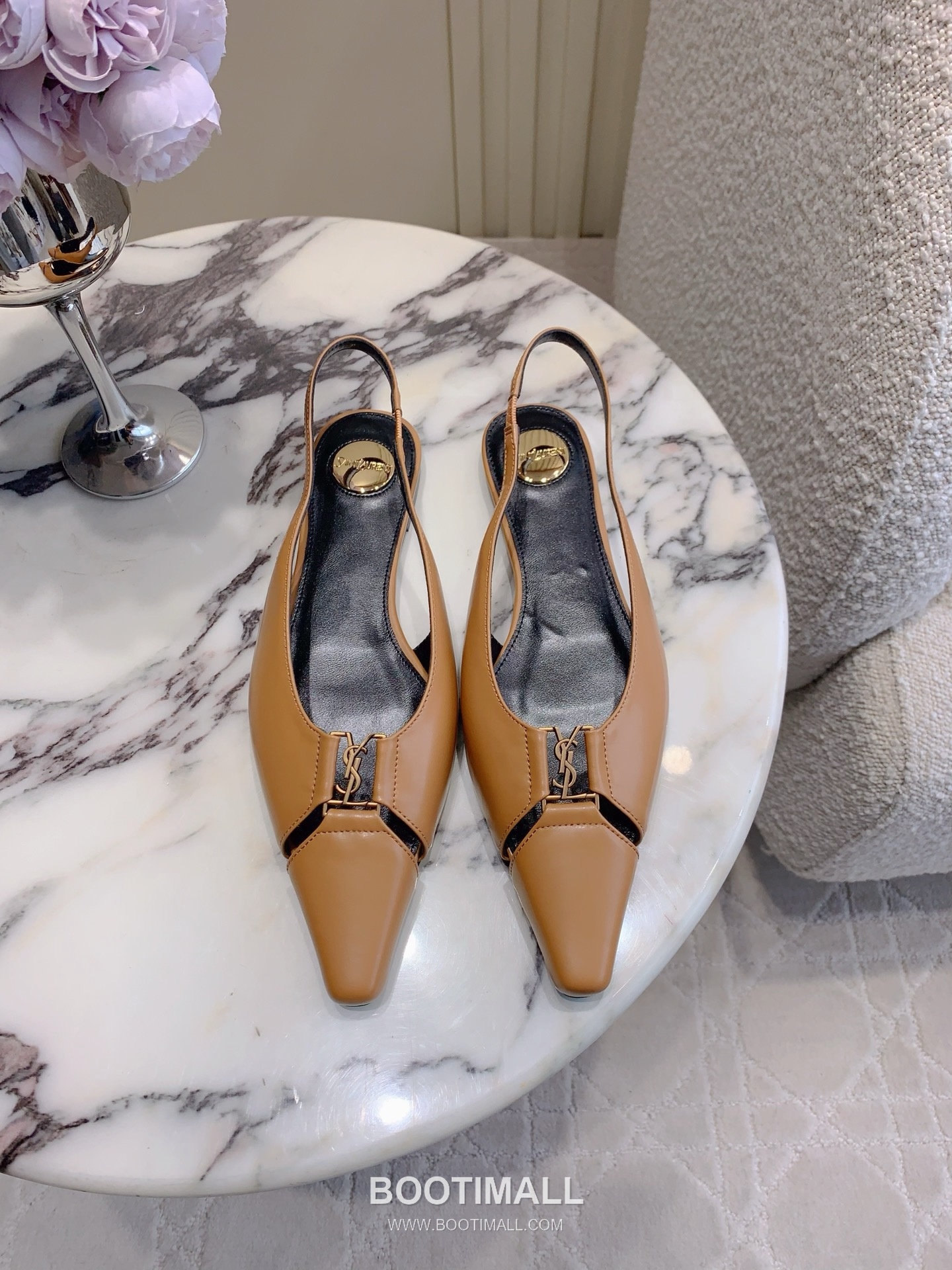 Saint Laurent Logo Slingback Pump Calfskin Black 생로랑 로고 슬링백 펌프스 송아지가죽 블랙 1