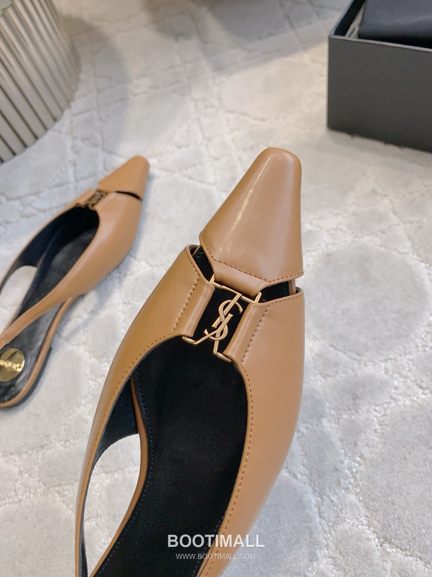 Saint Laurent Logo Slingback Pump Calfskin Black 생로랑 로고 슬링백 펌프스 송아지가죽 블랙 6