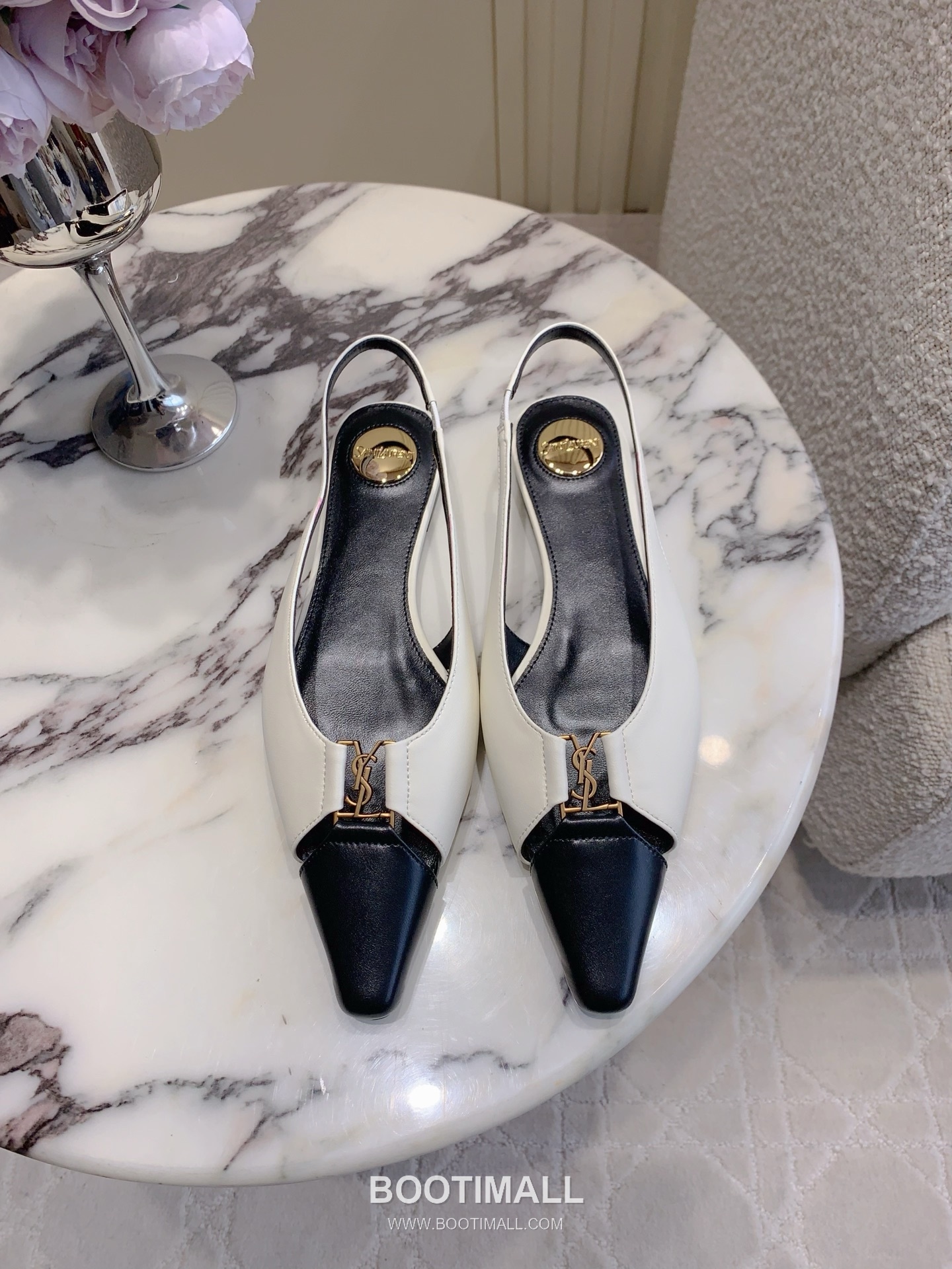 Saint Laurent Logo Slingback Pump Calfskin Black 생로랑 로고 슬링백 펌프스 송아지가죽 블랙 1