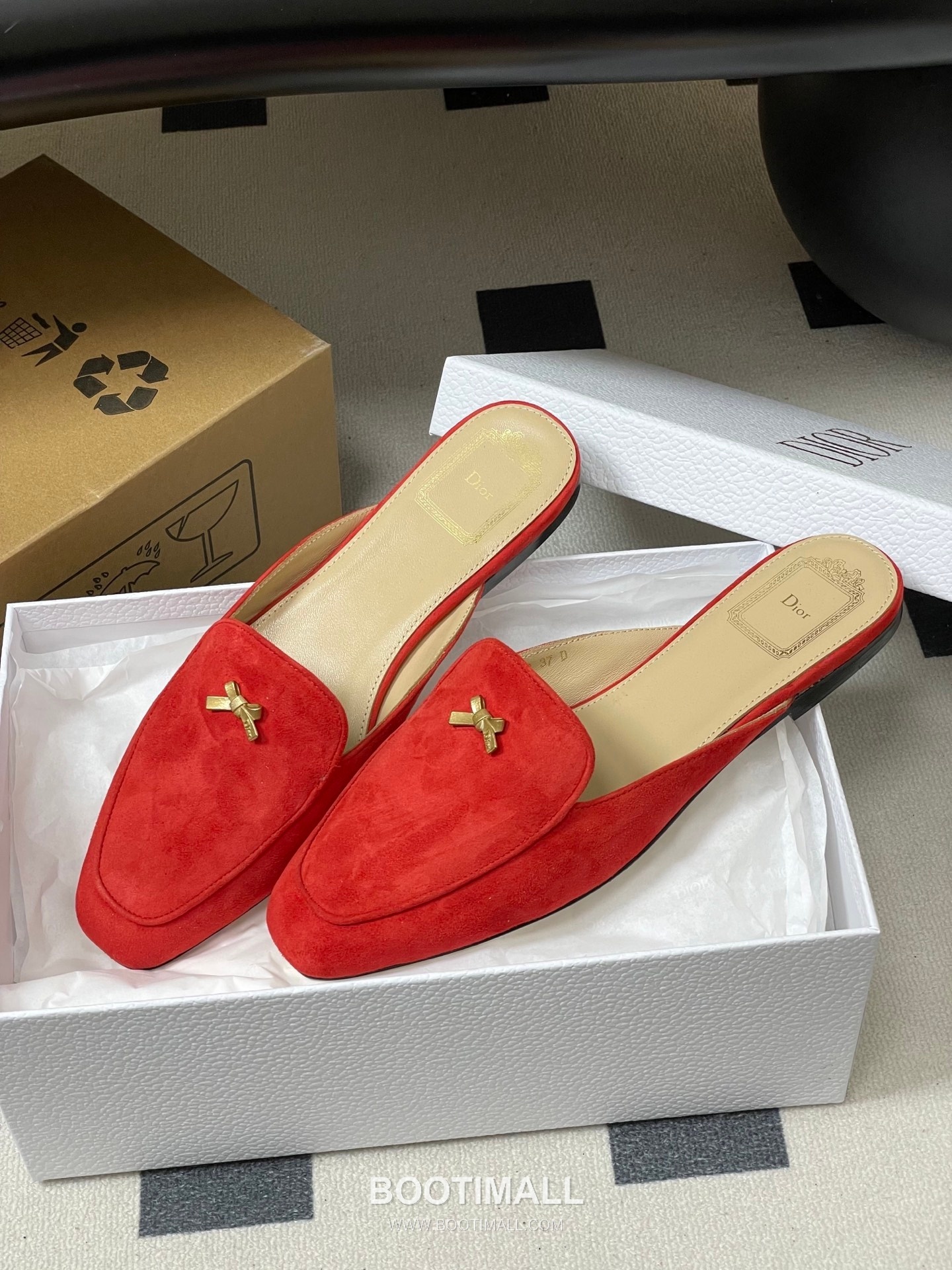 Dior Baby Bow CD Hardware Suede Lambskin Gold Mules 디올 베이비 보우 CD 하드웨어 스웨이드 램스킨 골드 뮬 4