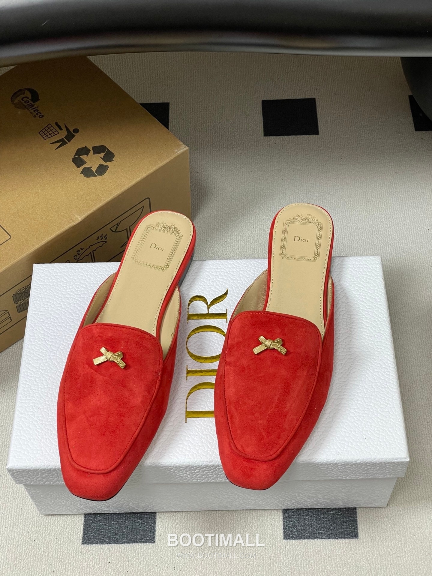 Dior Baby Bow CD Hardware Suede Lambskin Gold Mules 디올 베이비 보우 CD 하드웨어 스웨이드 램스킨 골드 뮬 5
