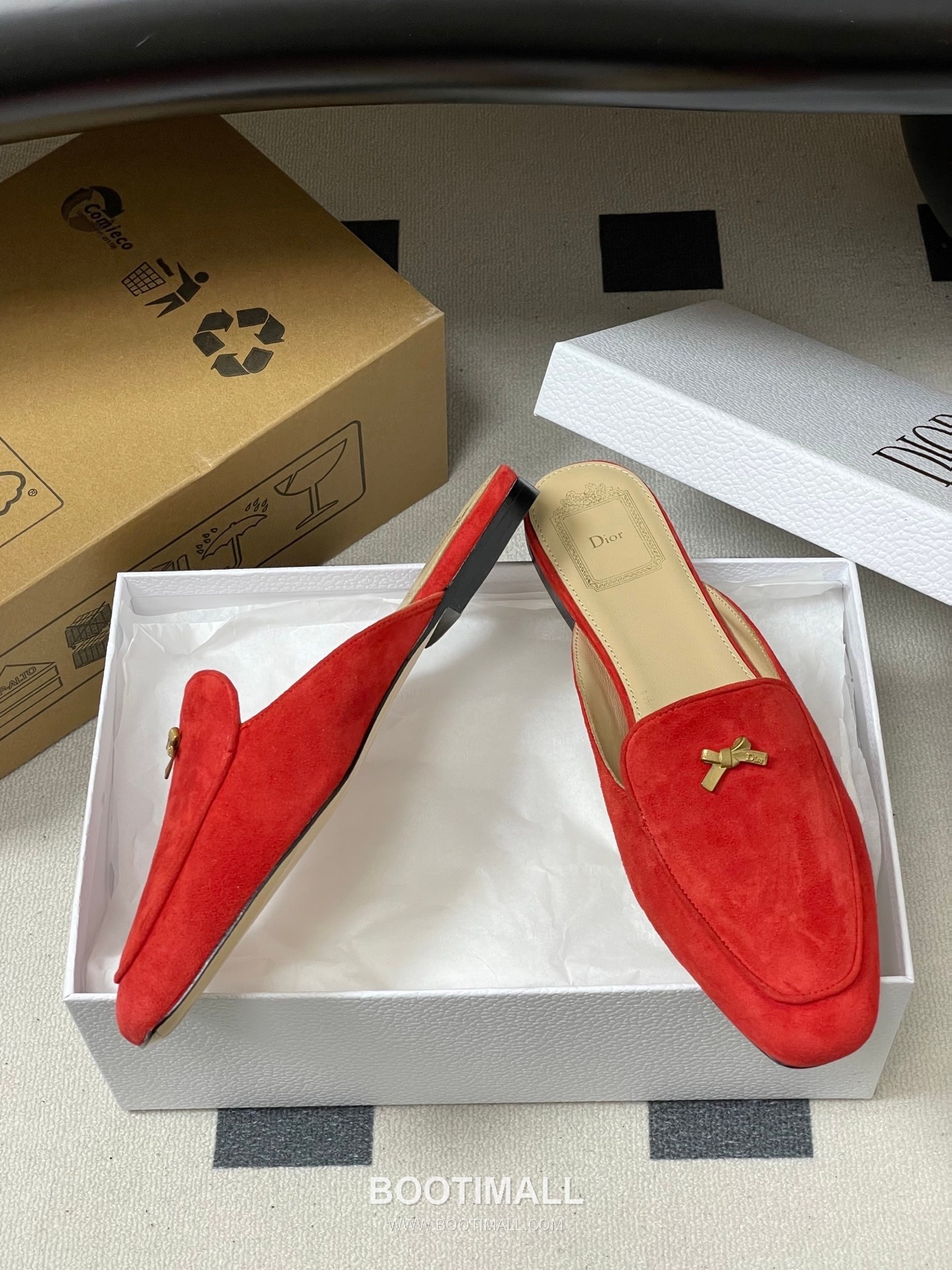 Dior Baby Bow CD Hardware Suede Lambskin Gold Mules 디올 베이비 보우 CD 하드웨어 스웨이드 램스킨 골드 뮬 6