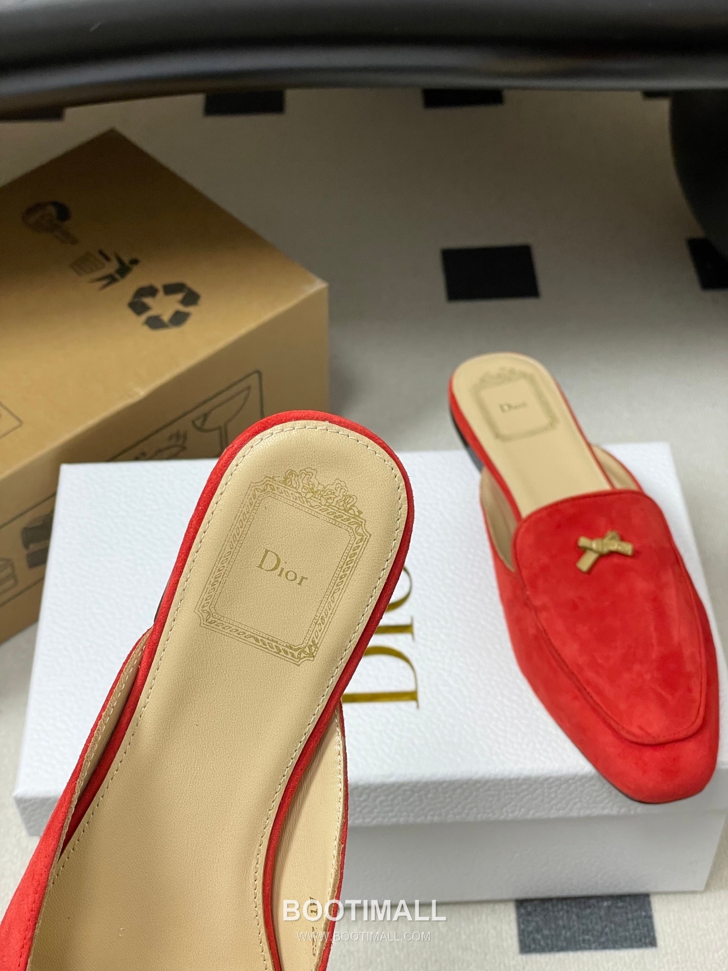 Dior Baby Bow CD Hardware Suede Lambskin Gold Mules 디올 베이비 보우 CD 하드웨어 스웨이드 램스킨 골드 뮬 7