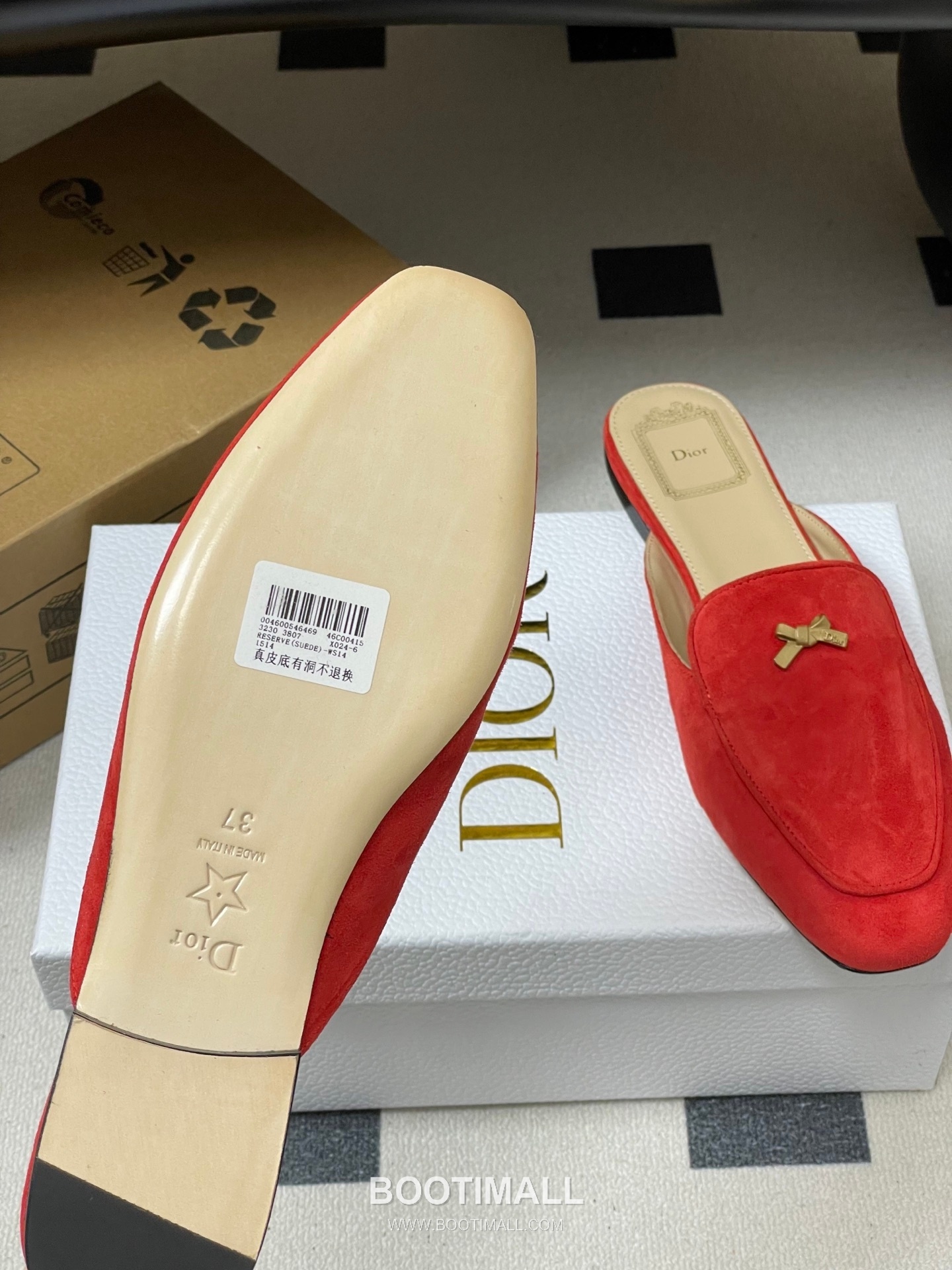 Dior Baby Bow CD Hardware Suede Lambskin Gold Mules 디올 베이비 보우 CD 하드웨어 스웨이드 램스킨 골드 뮬 8