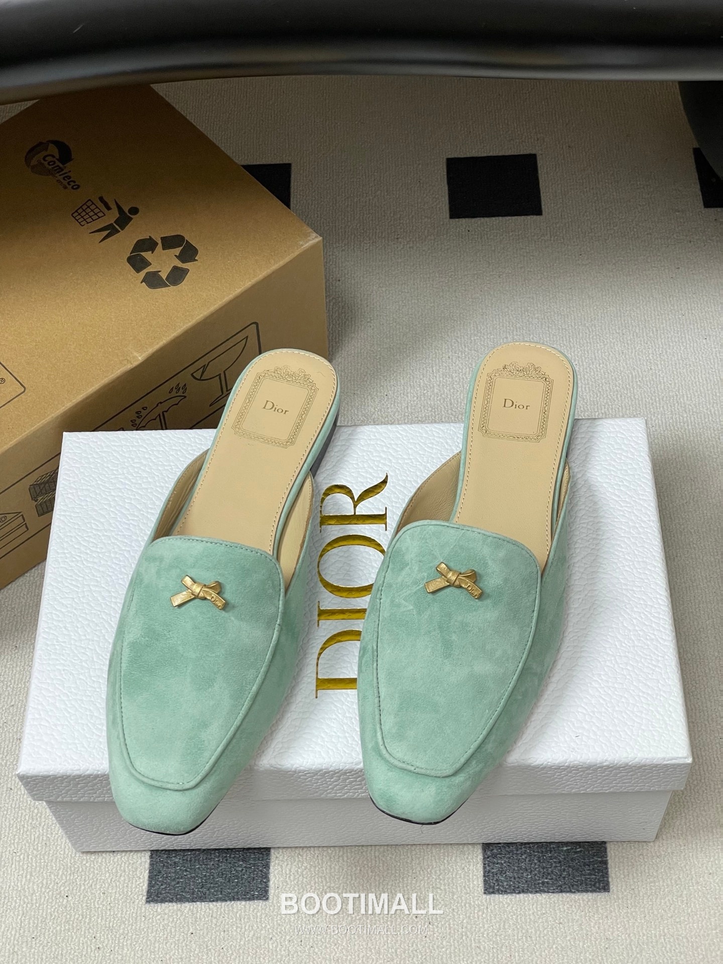 Dior Baby Bow CD Hardware Suede Lambskin Gold Mules 디올 베이비 보우 CD 하드웨어 스웨이드 램스킨 골드 뮬 5