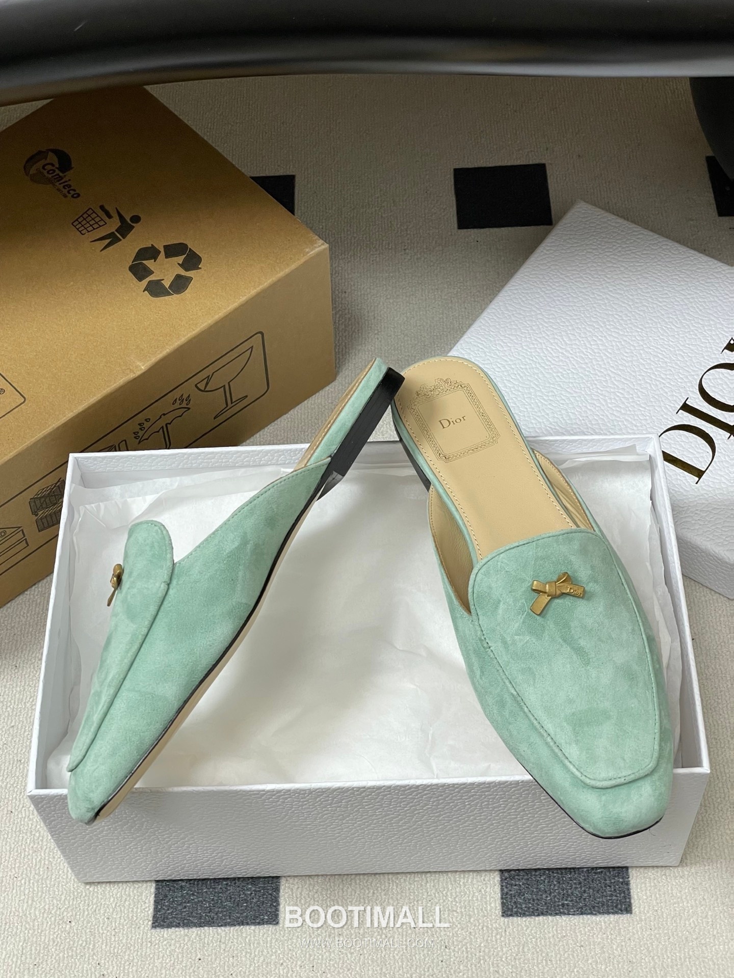 Dior Baby Bow CD Hardware Suede Lambskin Gold Mules 디올 베이비 보우 CD 하드웨어 스웨이드 램스킨 골드 뮬 6