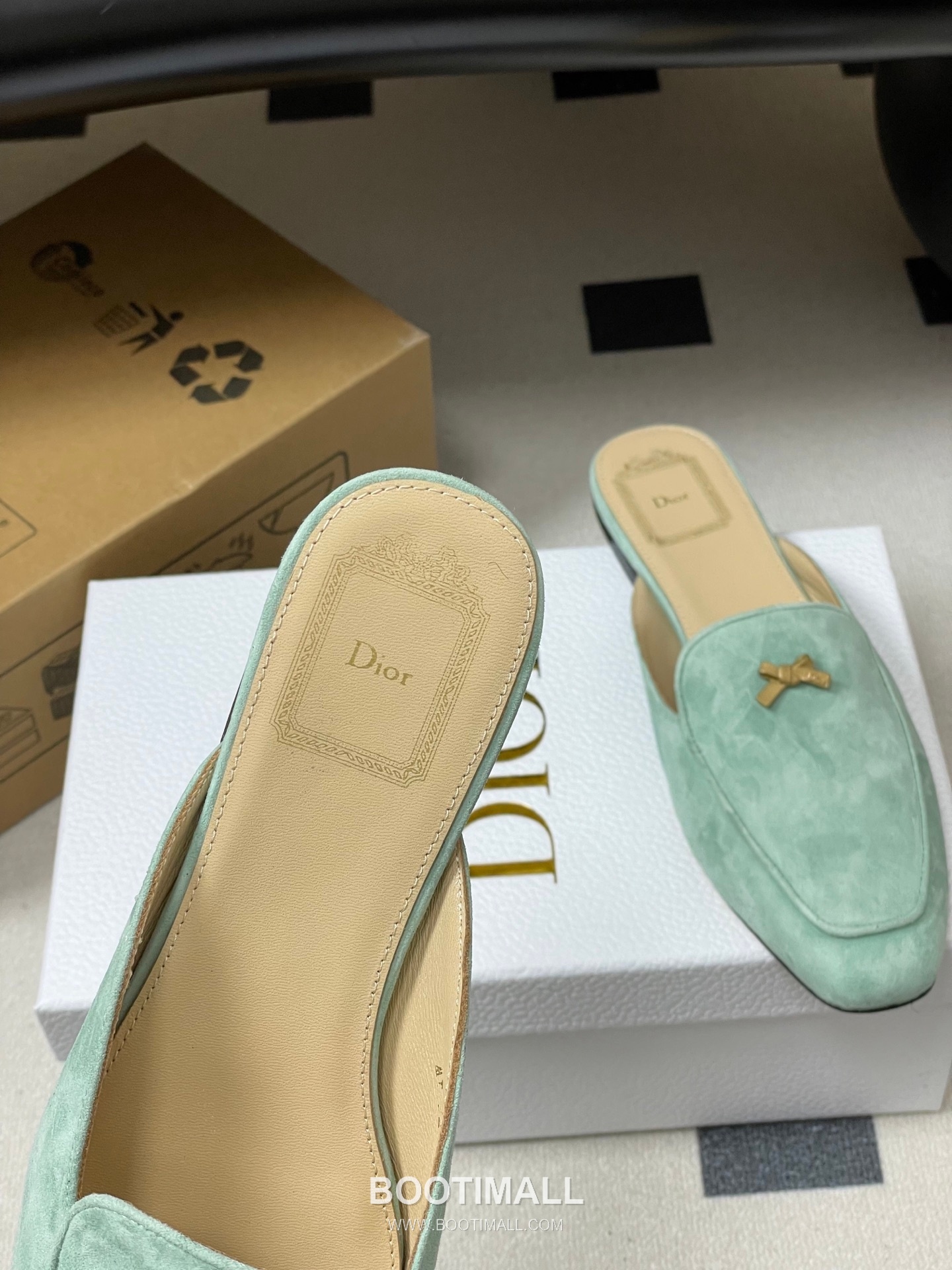 Dior Baby Bow CD Hardware Suede Lambskin Gold Mules 디올 베이비 보우 CD 하드웨어 스웨이드 램스킨 골드 뮬 7