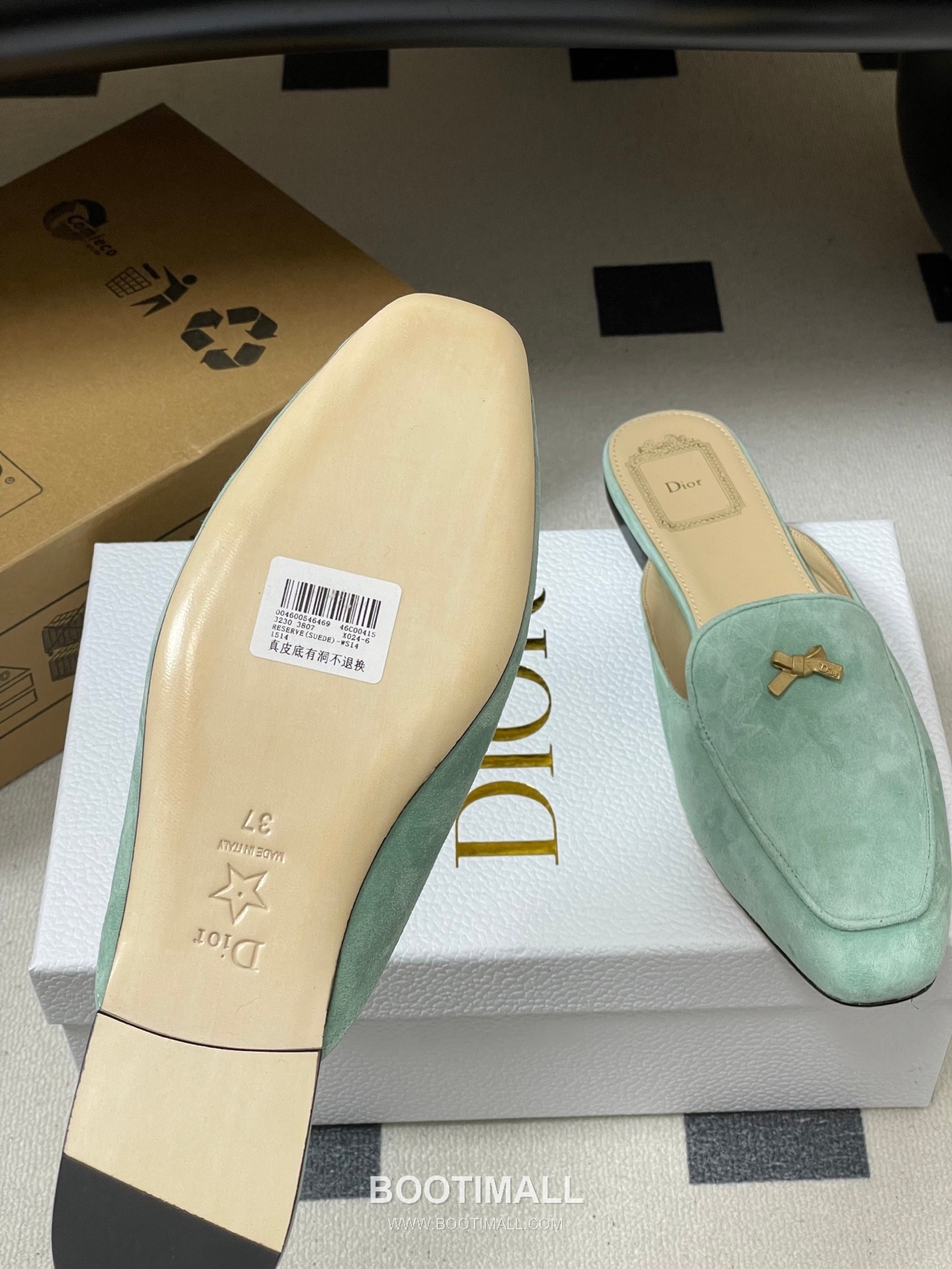 Dior Baby Bow CD Hardware Suede Lambskin Gold Mules 디올 베이비 보우 CD 하드웨어 스웨이드 램스킨 골드 뮬 8