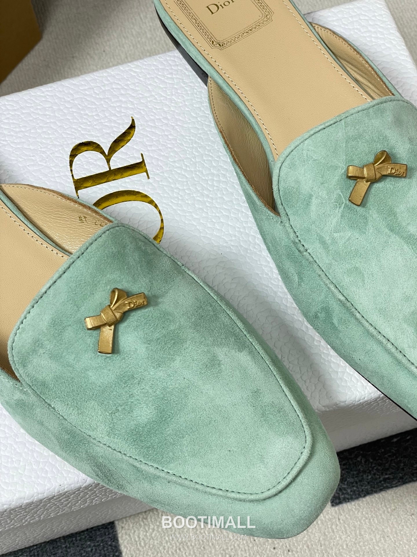 Dior Baby Bow CD Hardware Suede Lambskin Gold Mules 디올 베이비 보우 CD 하드웨어 스웨이드 램스킨 골드 뮬 9
