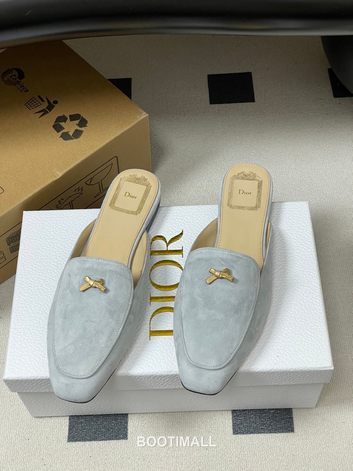 Dior Baby Bow CD Hardware Suede Lambskin Gold Mules 디올 베이비 보우 CD 하드웨어 스웨이드 램스킨 골드 뮬 5