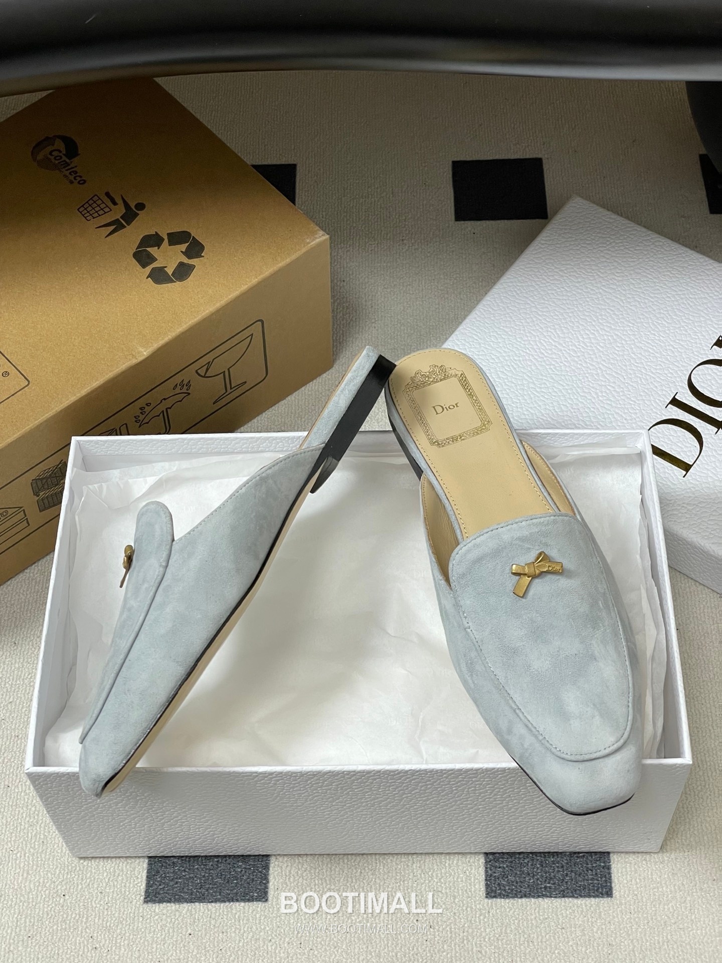 Dior Baby Bow CD Hardware Suede Lambskin Gold Mules 디올 베이비 보우 CD 하드웨어 스웨이드 램스킨 골드 뮬 6