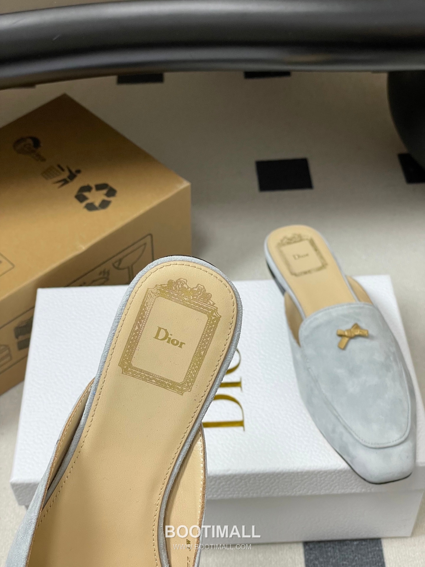 Dior Baby Bow CD Hardware Suede Lambskin Gold Mules 디올 베이비 보우 CD 하드웨어 스웨이드 램스킨 골드 뮬 7