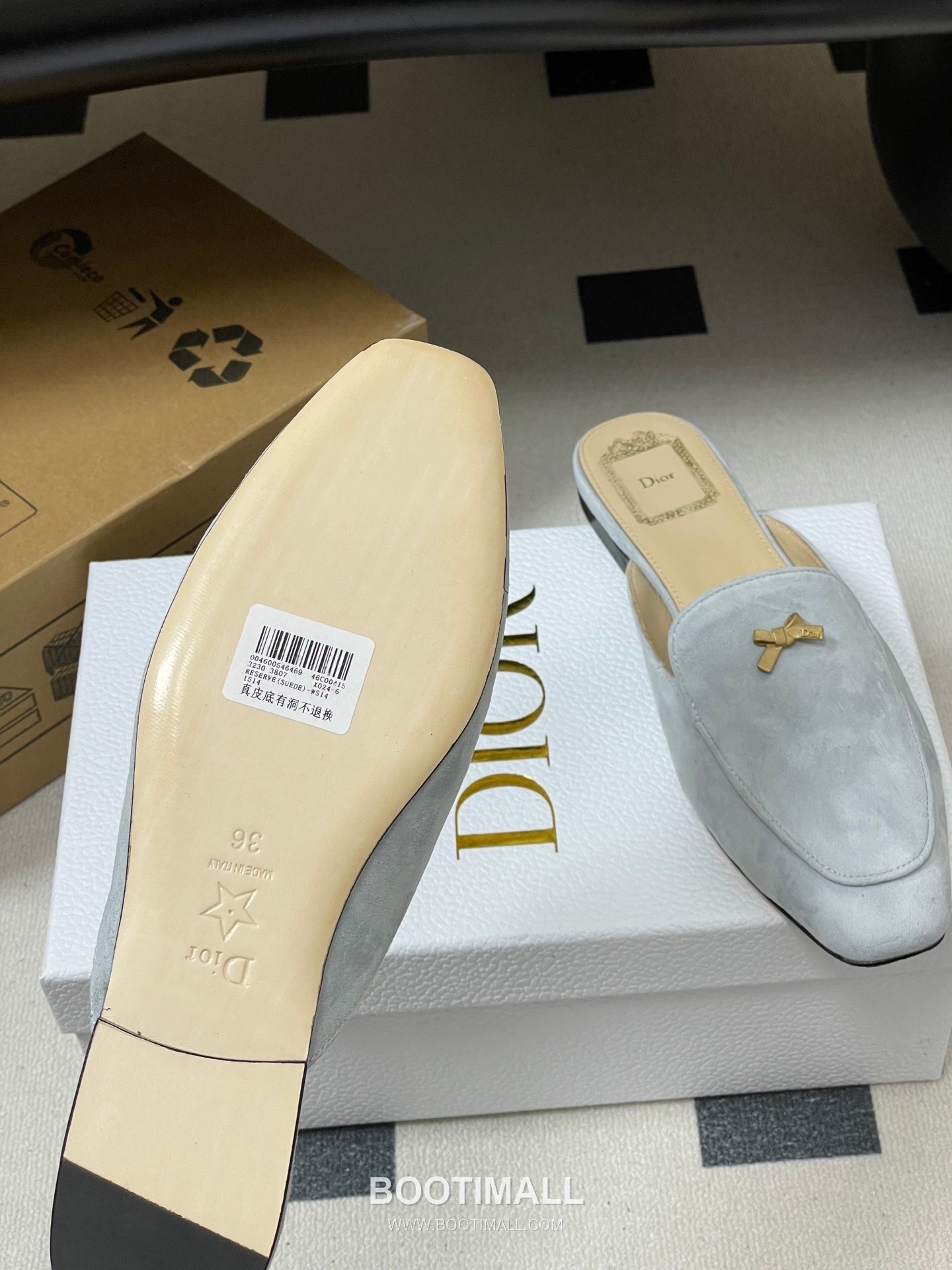 Dior Baby Bow CD Hardware Suede Lambskin Gold Mules 디올 베이비 보우 CD 하드웨어 스웨이드 램스킨 골드 뮬 8