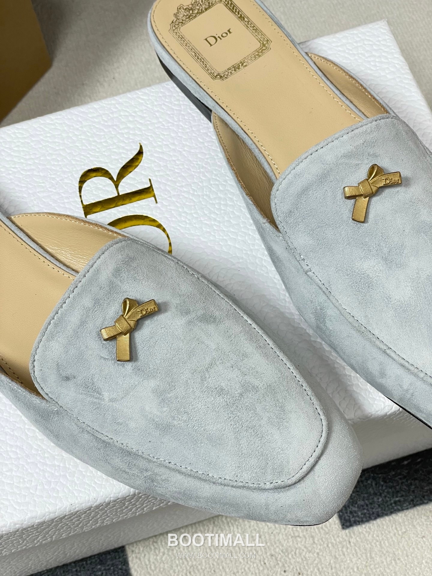 Dior Baby Bow CD Hardware Suede Lambskin Gold Mules 디올 베이비 보우 CD 하드웨어 스웨이드 램스킨 골드 뮬 9