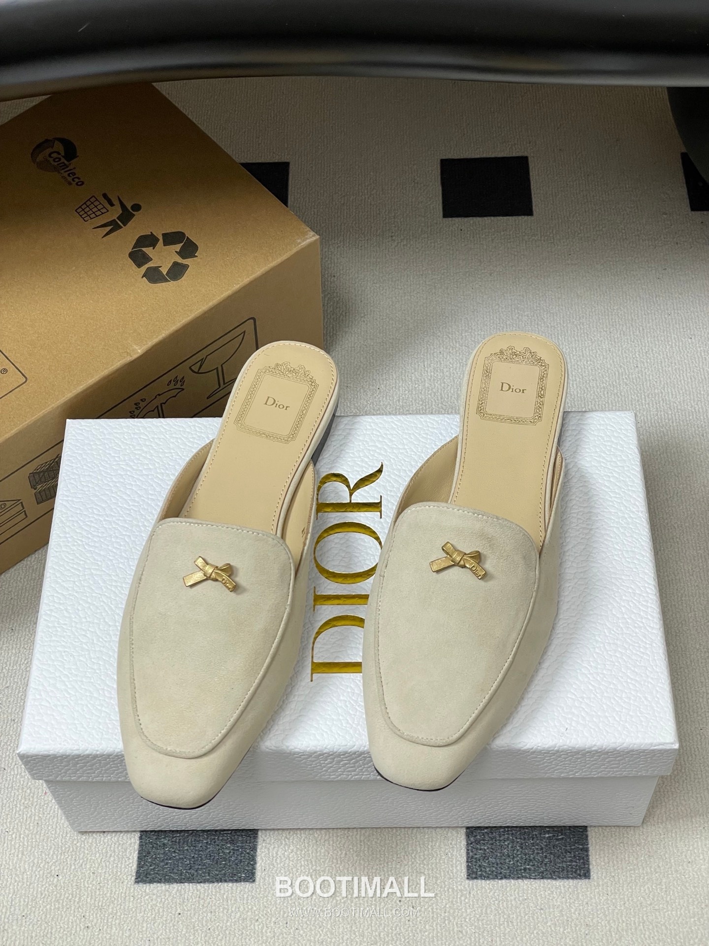 Dior Baby Bow CD Hardware Suede Lambskin Gold Mules 디올 베이비 보우 CD 하드웨어 스웨이드 램스킨 골드 뮬 5