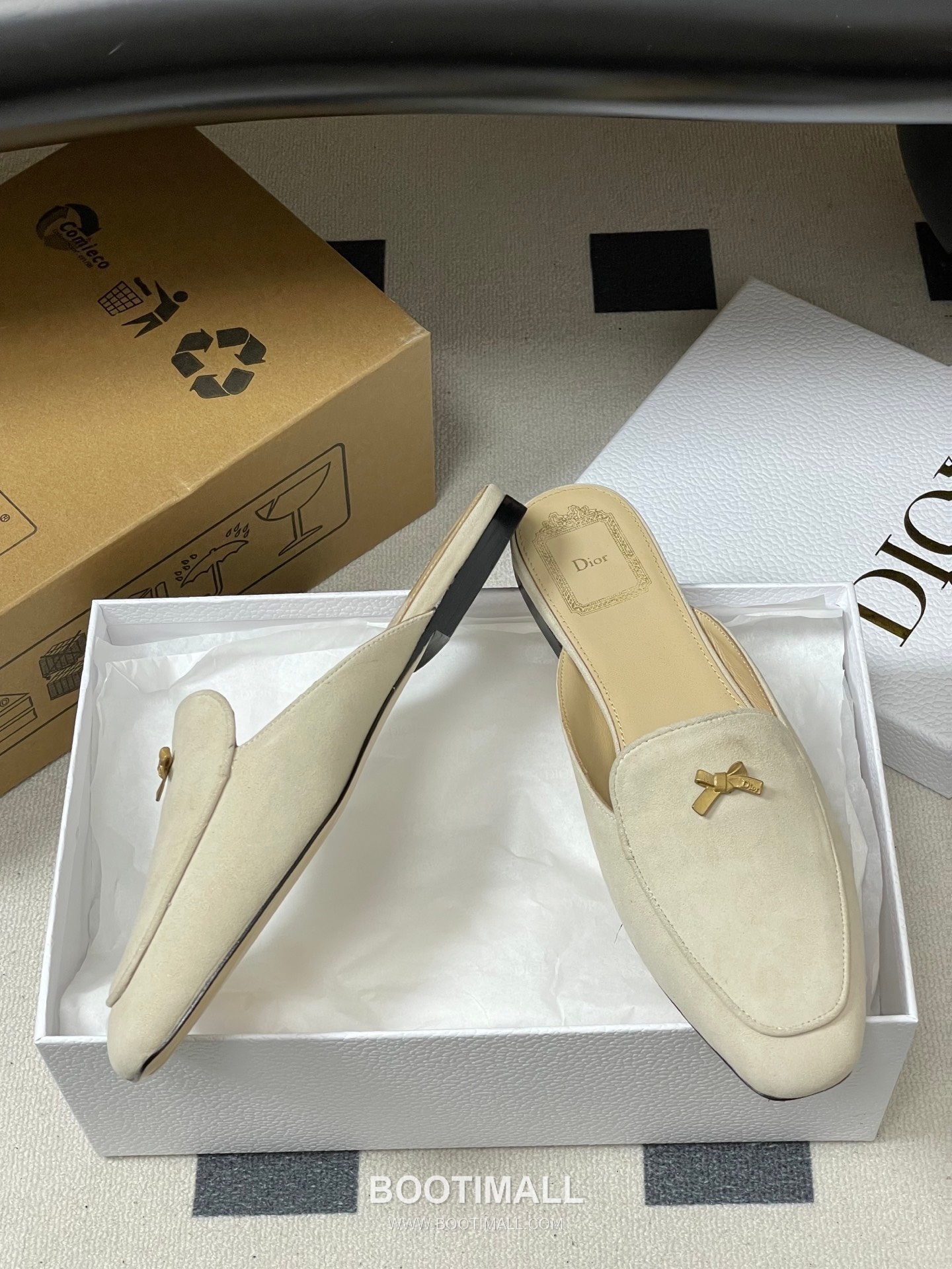Dior Baby Bow CD Hardware Suede Lambskin Gold Mules 디올 베이비 보우 CD 하드웨어 스웨이드 램스킨 골드 뮬 6