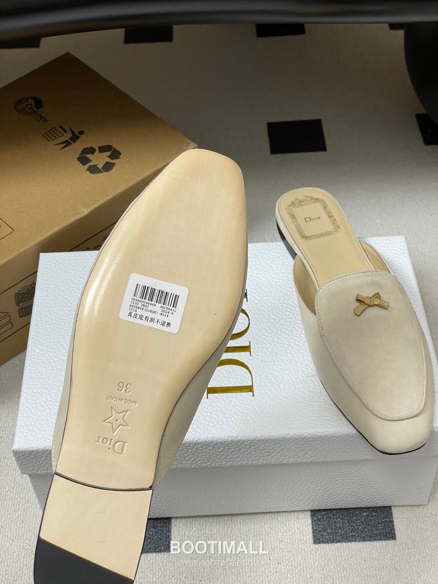 Dior Baby Bow CD Hardware Suede Lambskin Gold Mules 디올 베이비 보우 CD 하드웨어 스웨이드 램스킨 골드 뮬 8