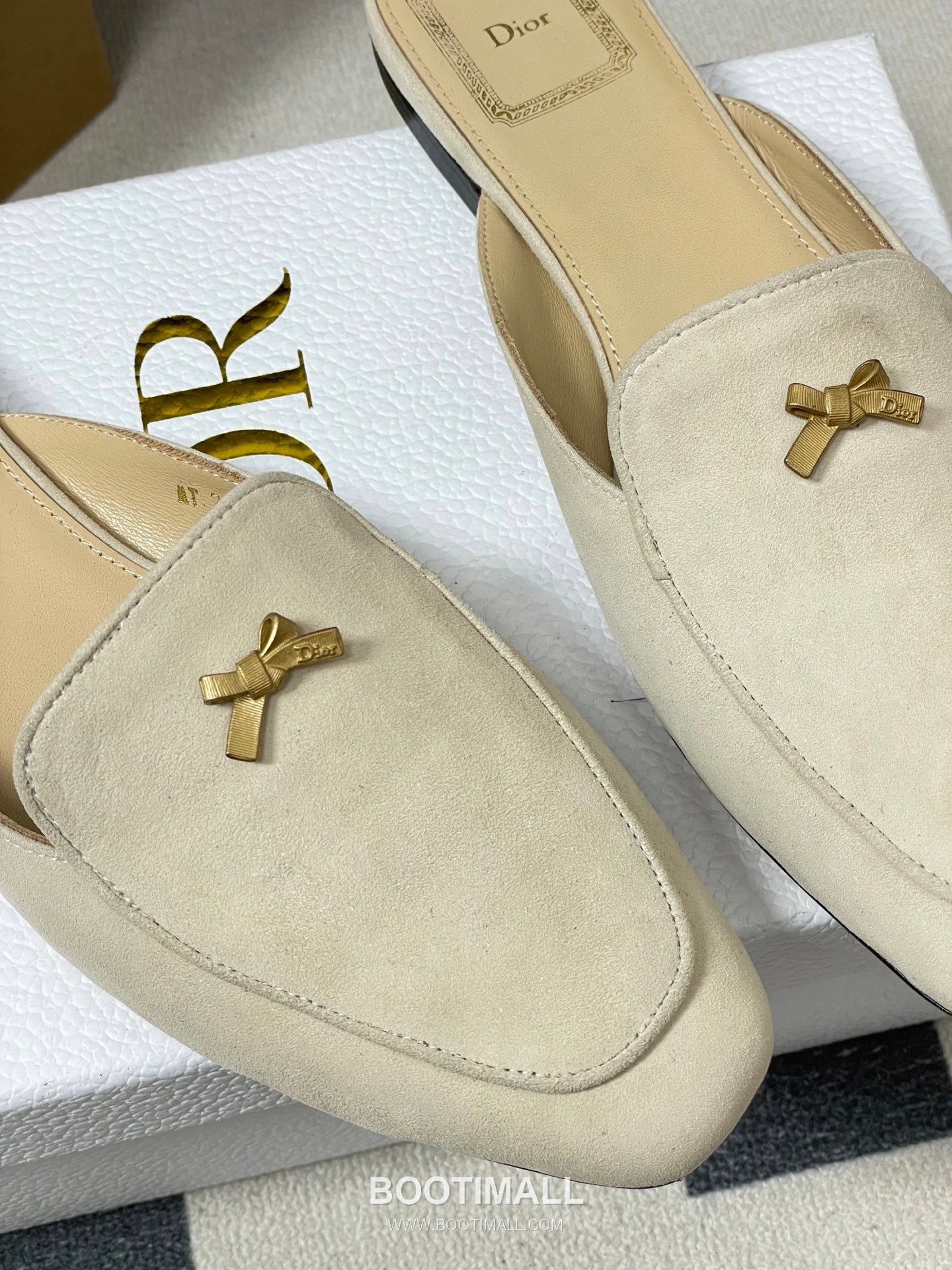 Dior Baby Bow CD Hardware Suede Lambskin Gold Mules 디올 베이비 보우 CD 하드웨어 스웨이드 램스킨 골드 뮬 9