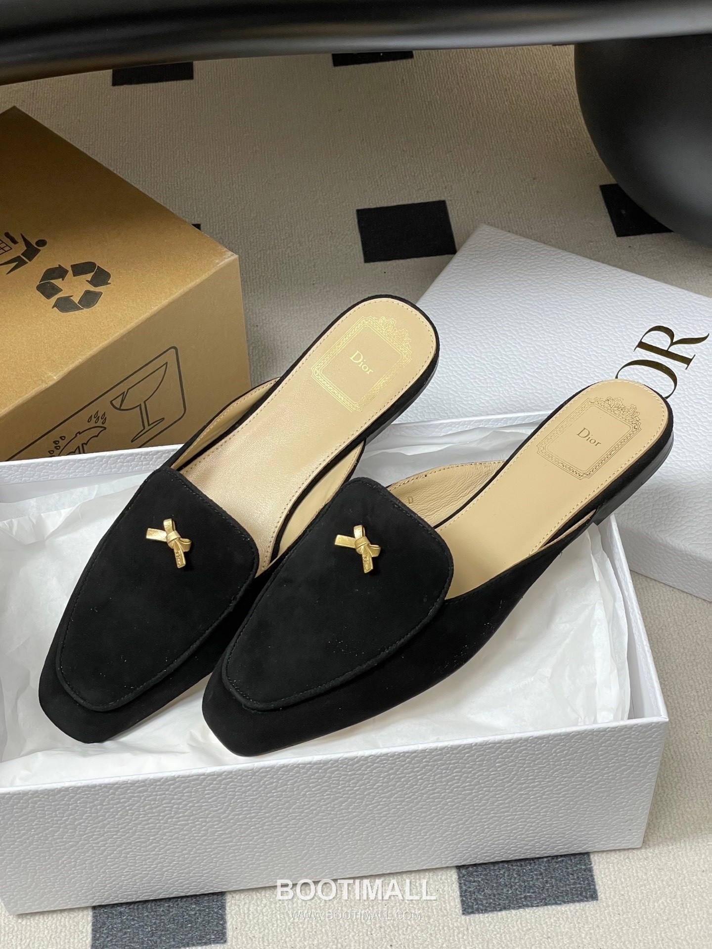 Dior Baby Bow CD Hardware Suede Lambskin Gold Mules 디올 베이비 보우 CD 하드웨어 스웨이드 램스킨 골드 뮬 4