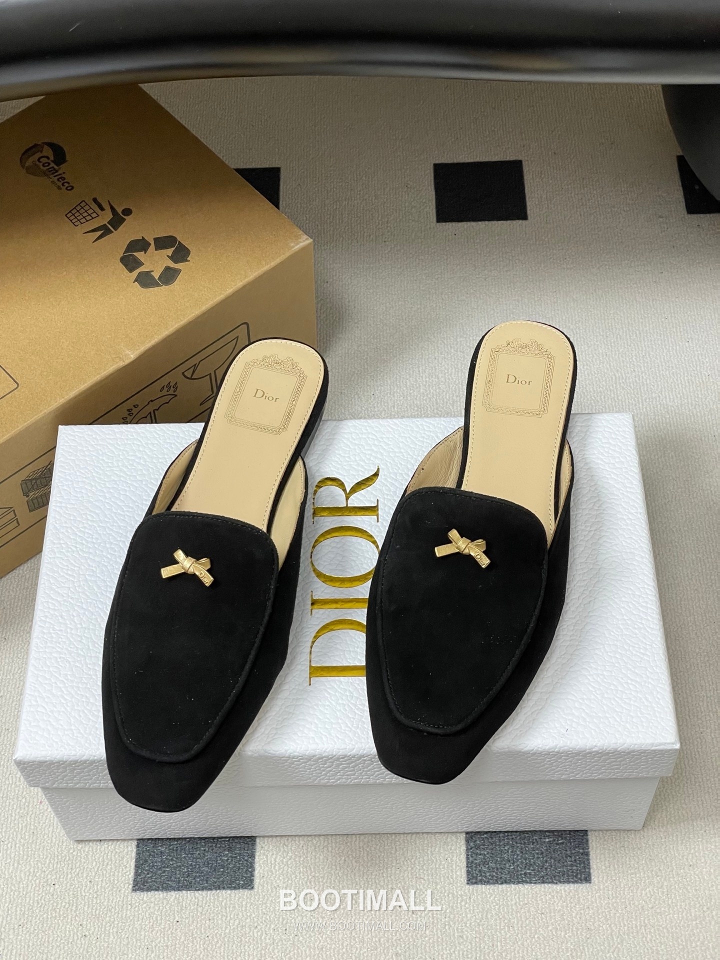 Dior Baby Bow CD Hardware Suede Lambskin Gold Mules 디올 베이비 보우 CD 하드웨어 스웨이드 램스킨 골드 뮬 5