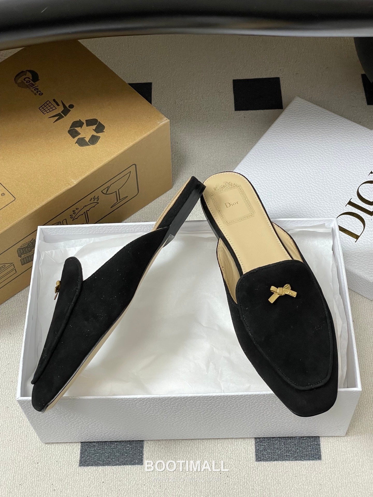 Dior Baby Bow CD Hardware Suede Lambskin Gold Mules 디올 베이비 보우 CD 하드웨어 스웨이드 램스킨 골드 뮬 6
