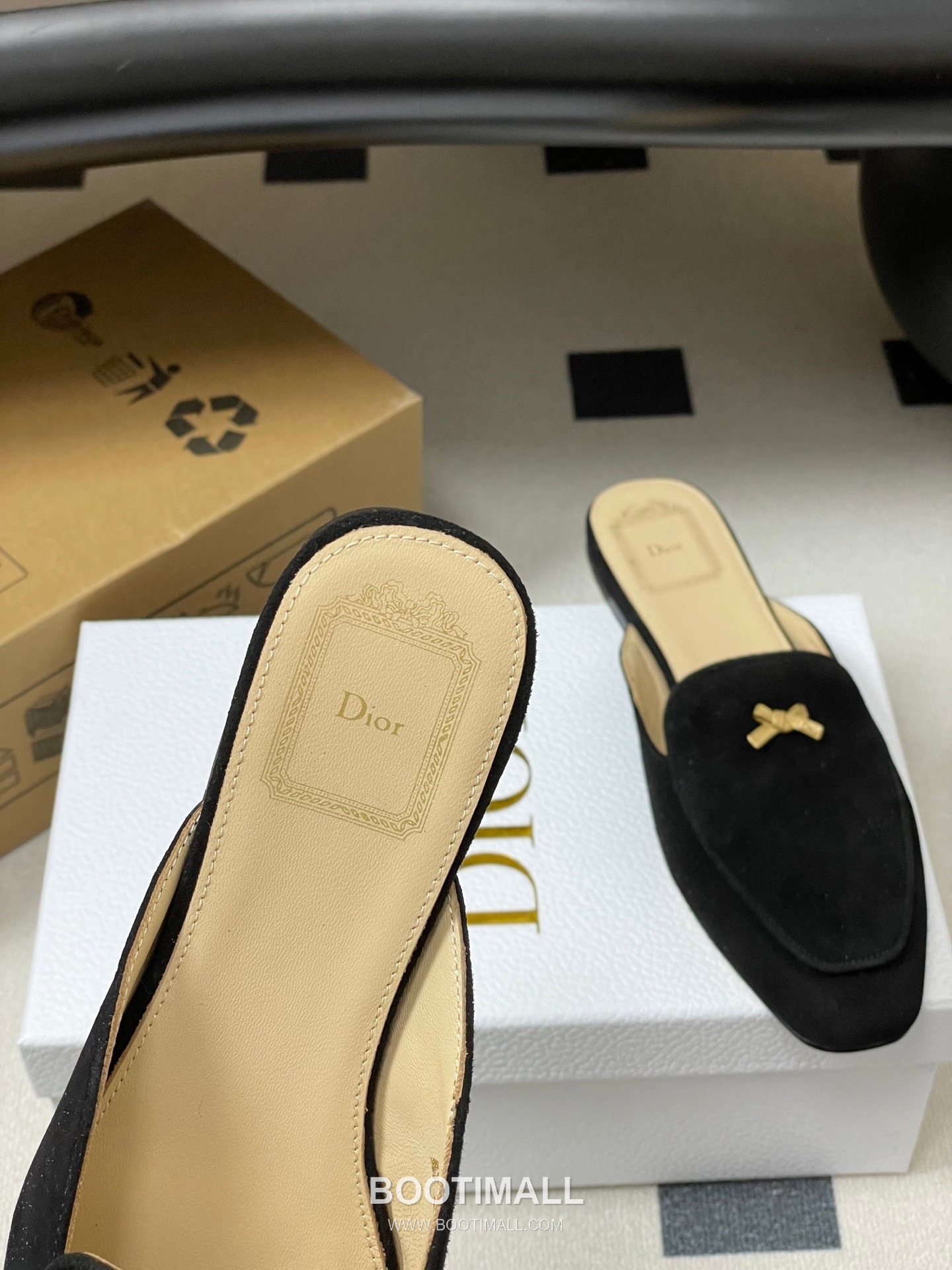 Dior Baby Bow CD Hardware Suede Lambskin Gold Mules 디올 베이비 보우 CD 하드웨어 스웨이드 램스킨 골드 뮬 7