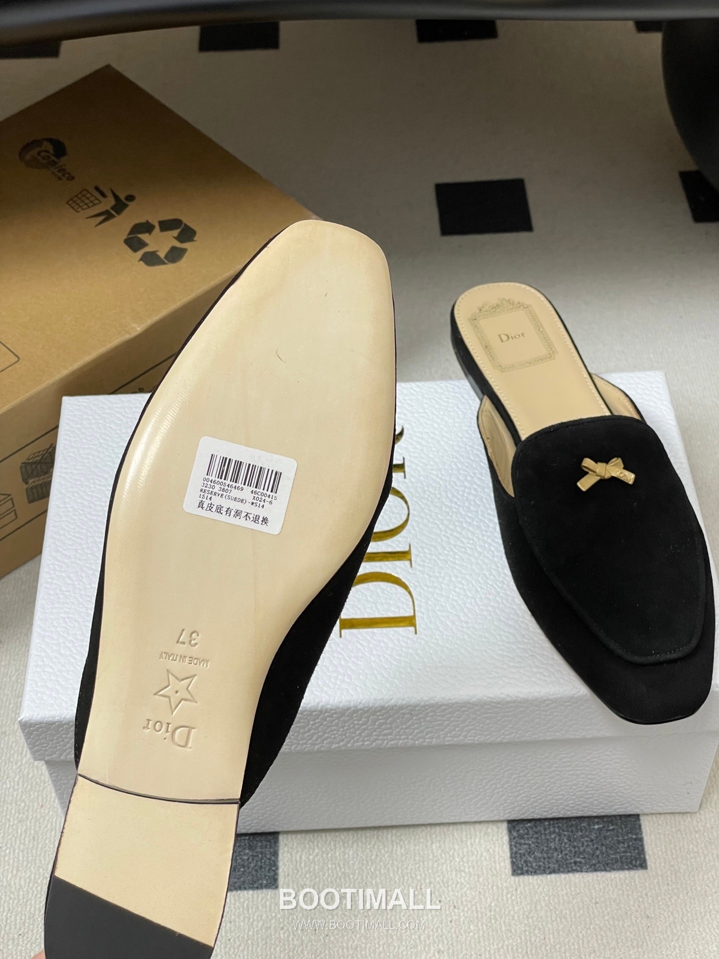 Dior Baby Bow CD Hardware Suede Lambskin Gold Mules 디올 베이비 보우 CD 하드웨어 스웨이드 램스킨 골드 뮬 8