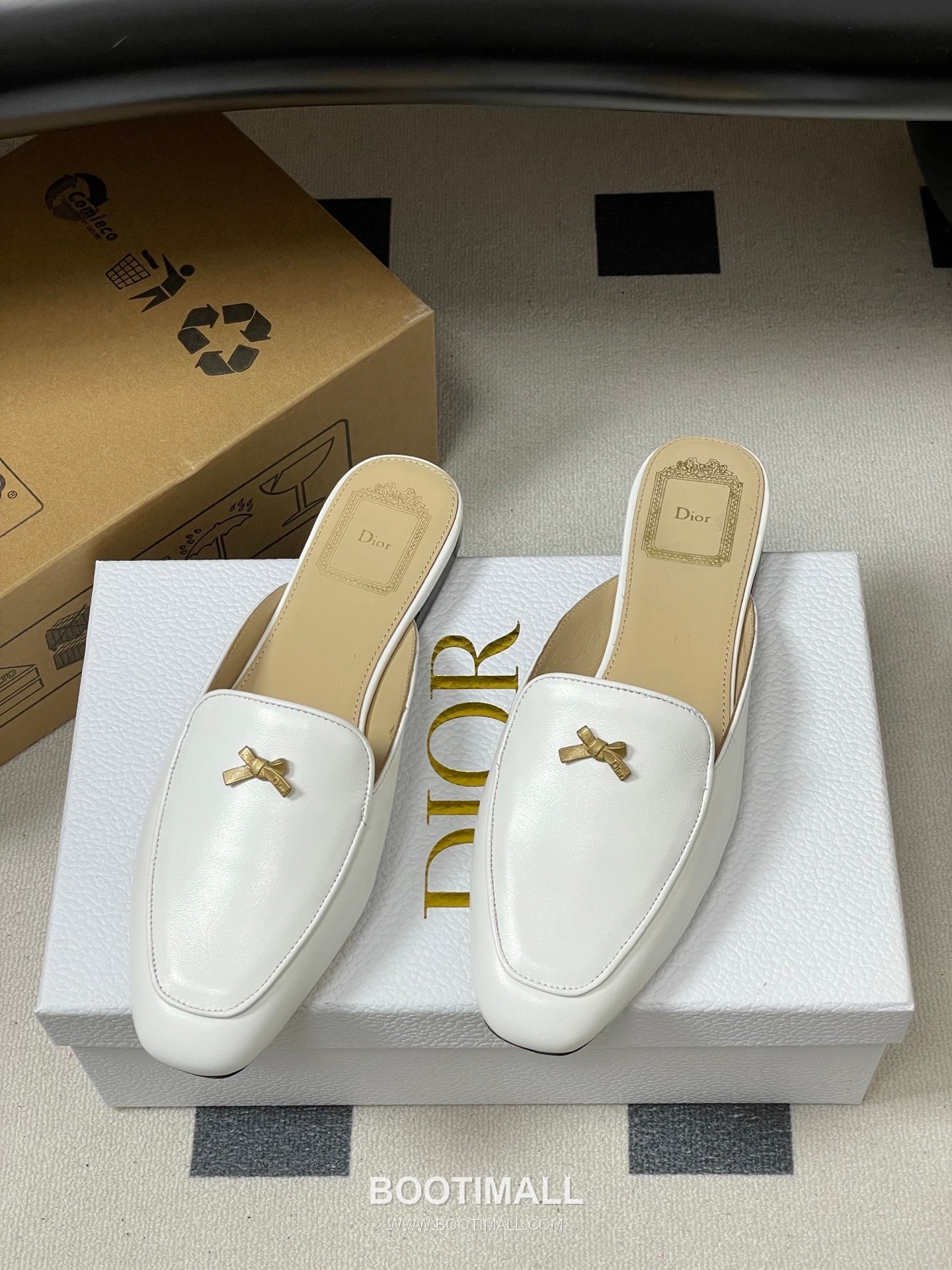 Dior Baby Bow CD Hardware Suede Lambskin Gold Mules 디올 베이비 보우 CD 하드웨어 스웨이드 램스킨 골드 뮬 5